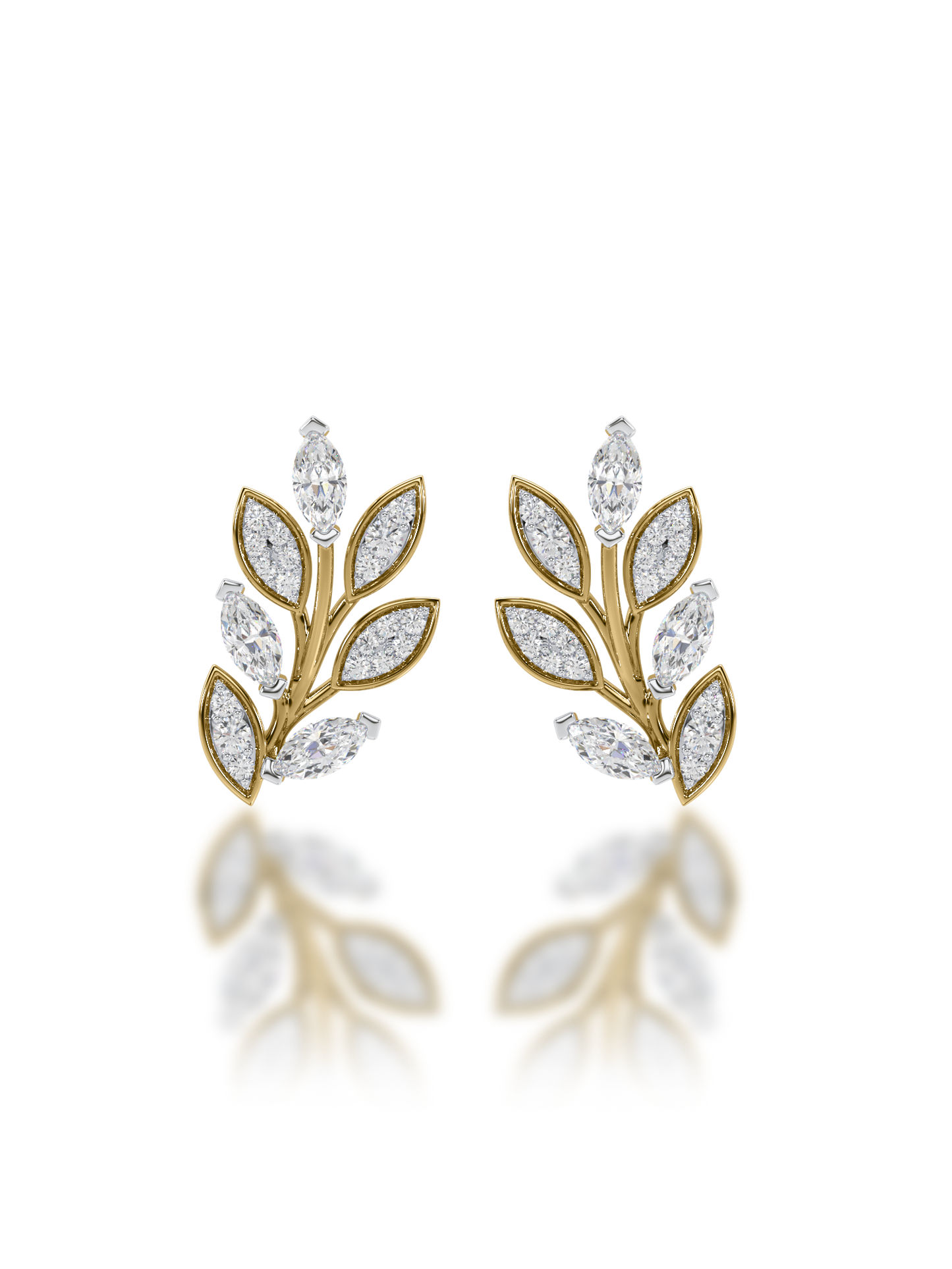 Evergreen Sparkle Leaf Studs - Evol Jewels