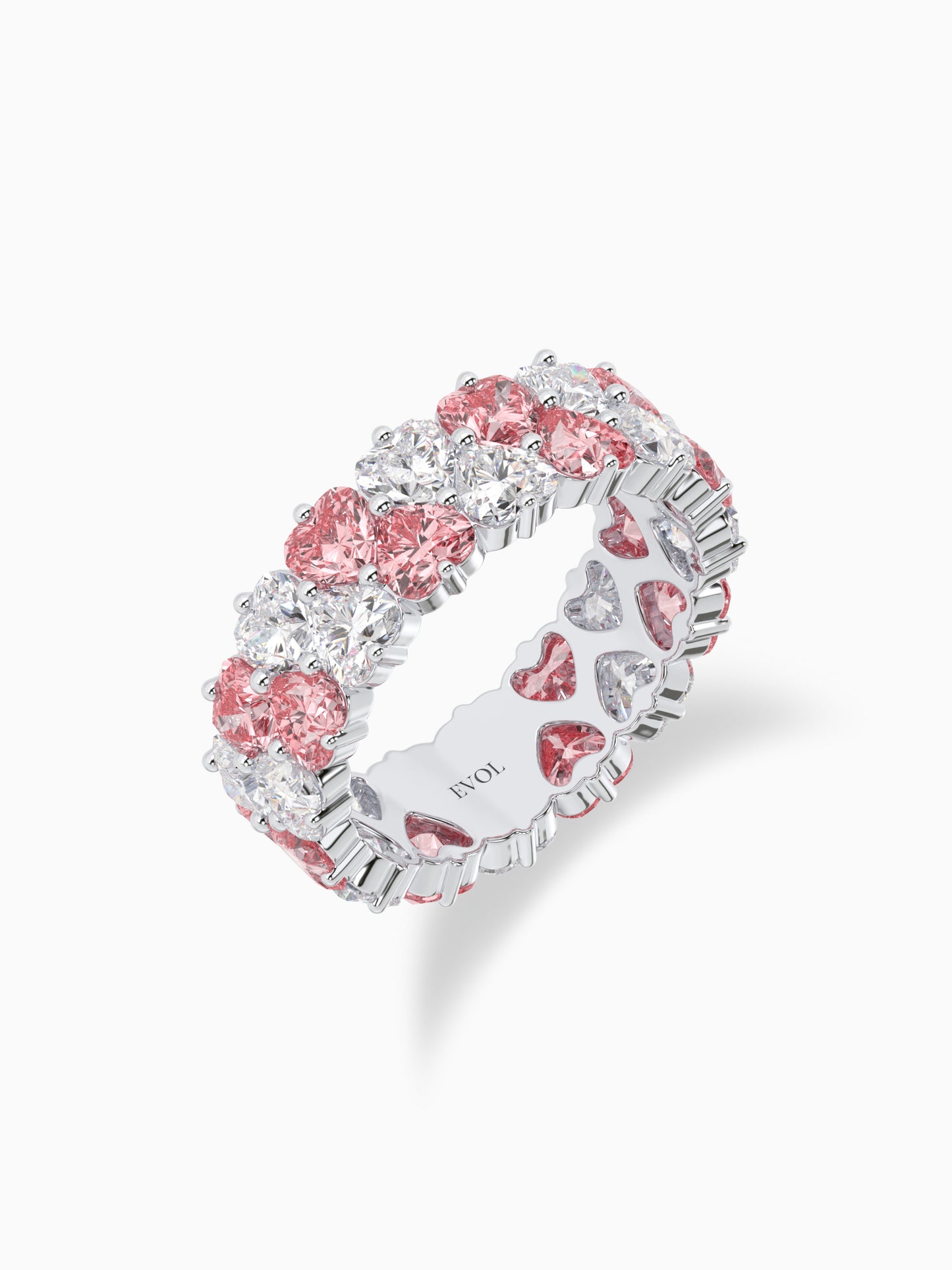 Twirling hearts diamond eternity ring - Evol Jewels
