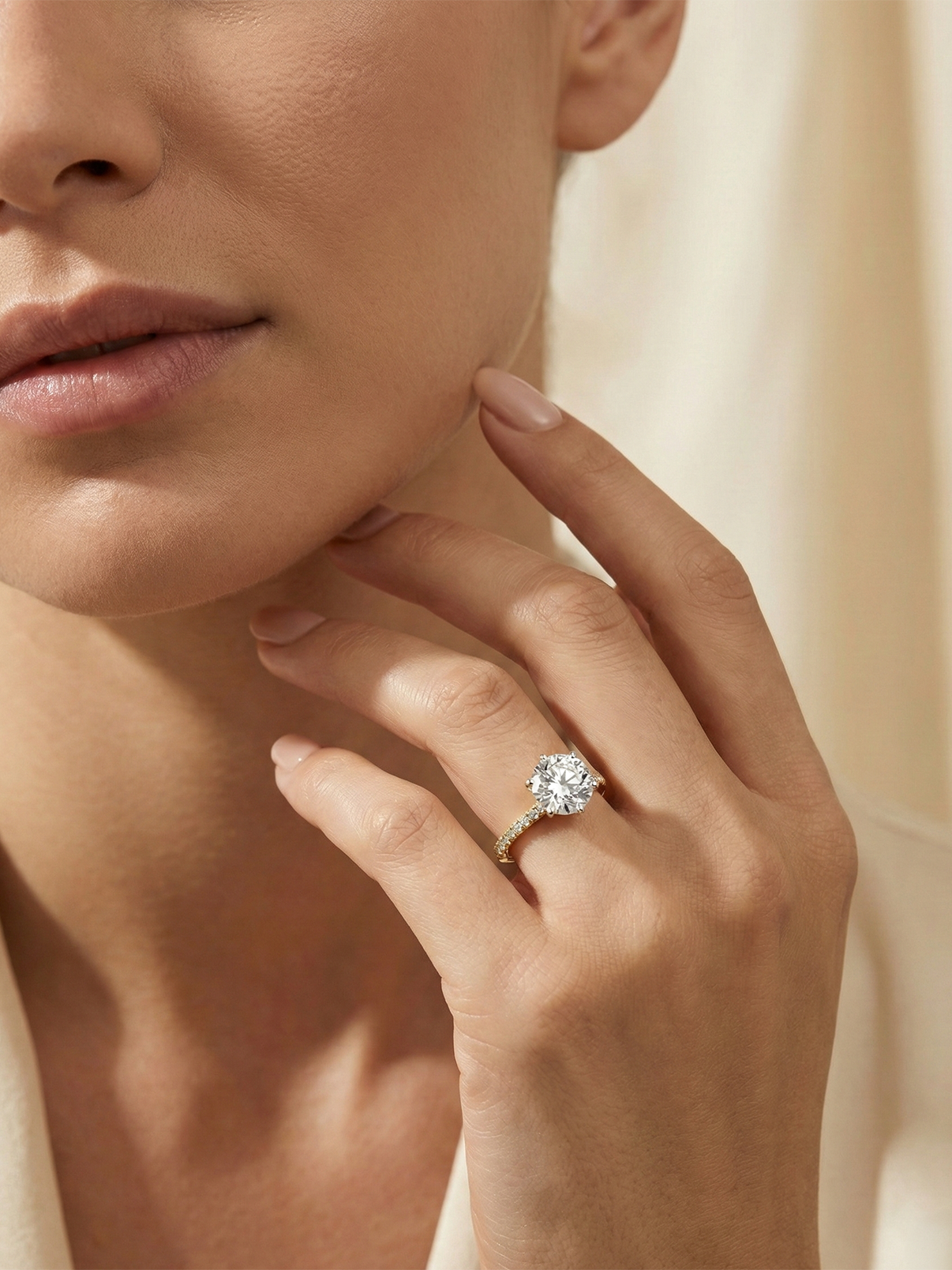 Round Pave Solitaire Ring