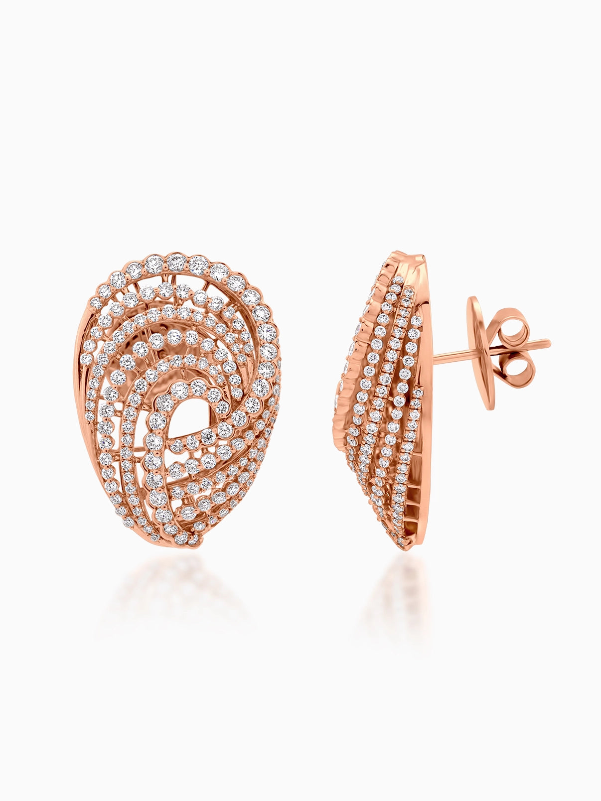 Halo Spiral Diamond Earrings