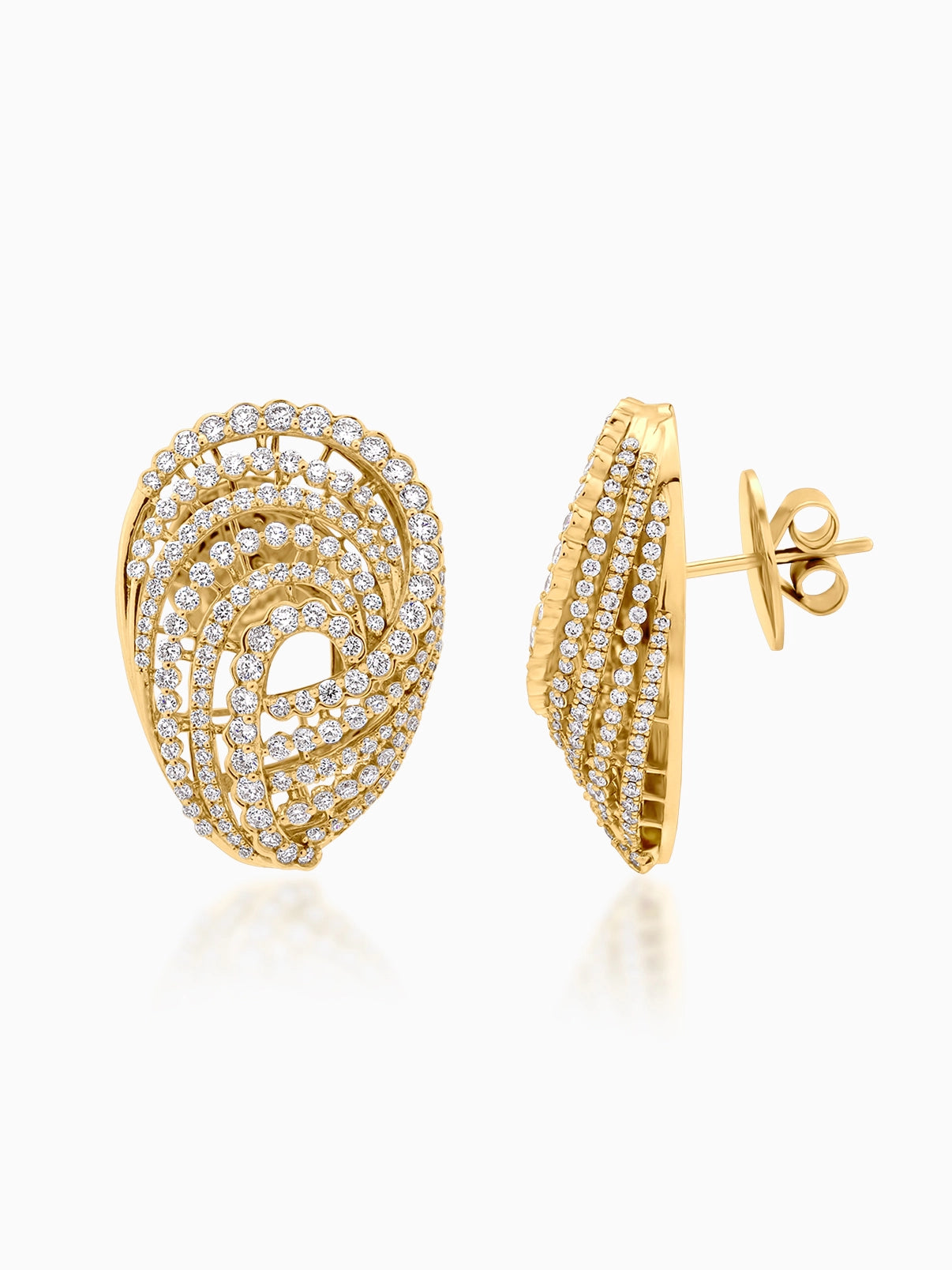Halo Spiral Diamond Earrings