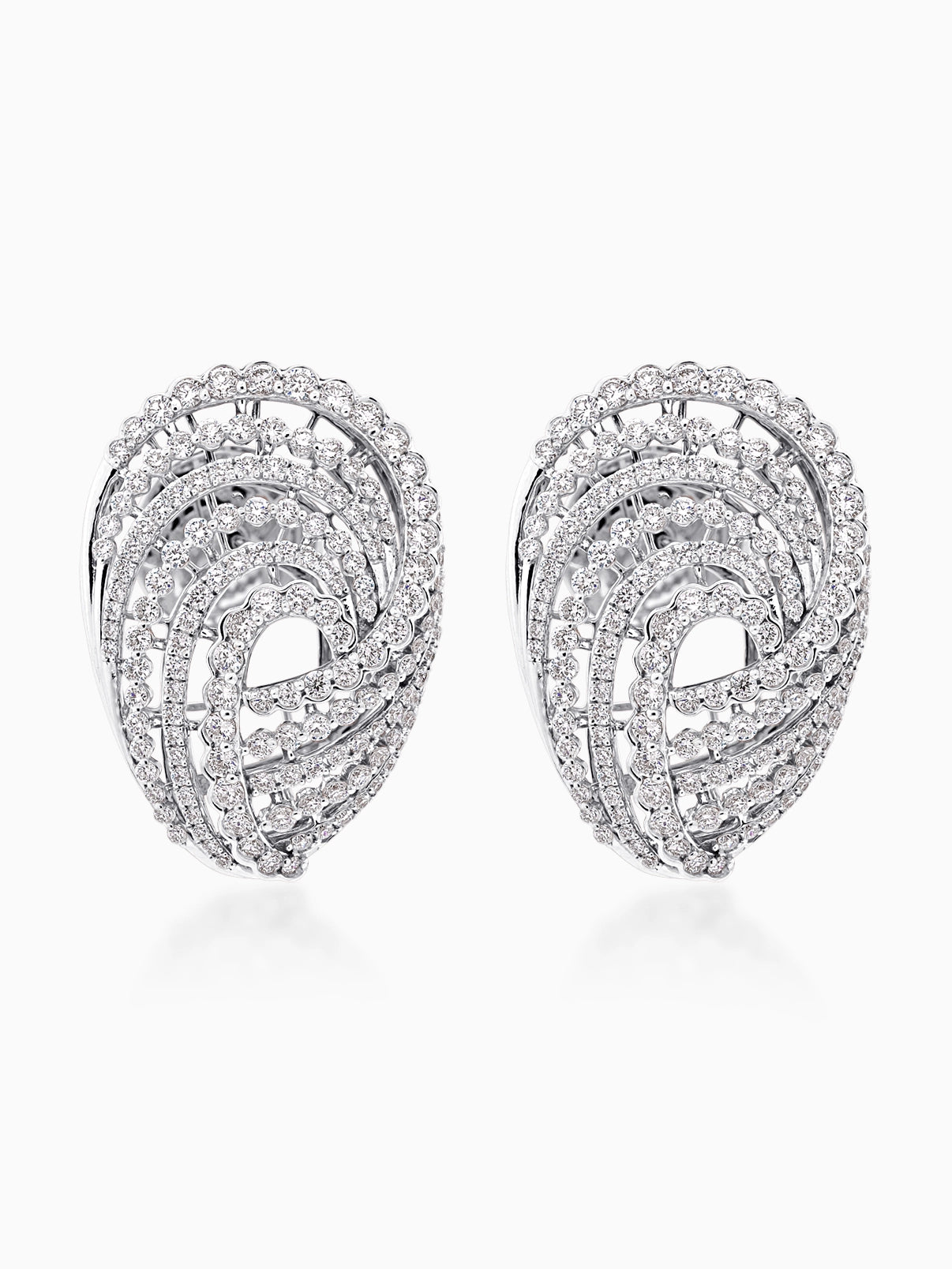 Halo Spiral Diamond Earrings