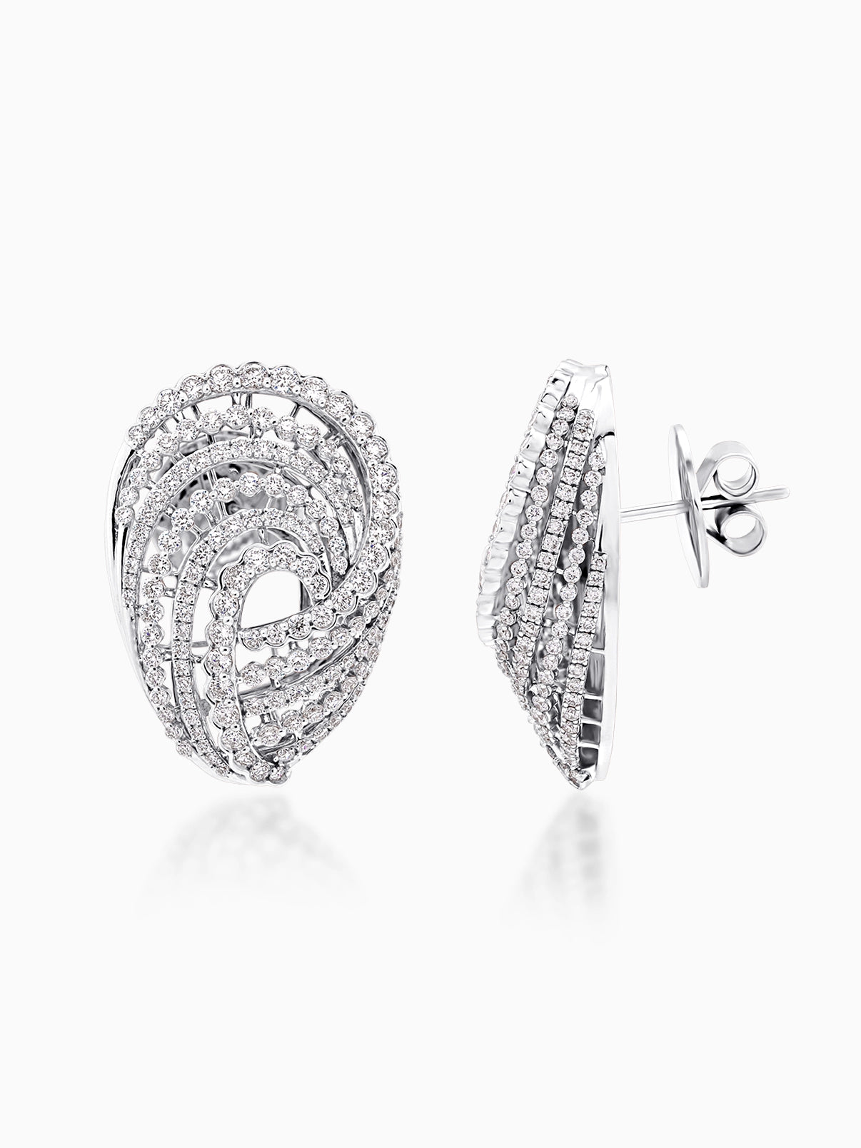 Halo Spiral Diamond Earrings