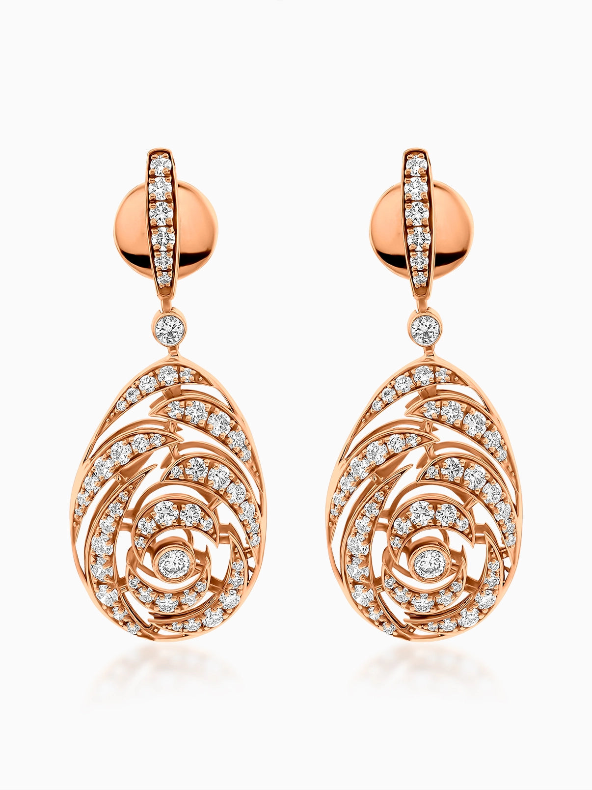 Swirl Drop Diamond Earrings - Evol Jewels