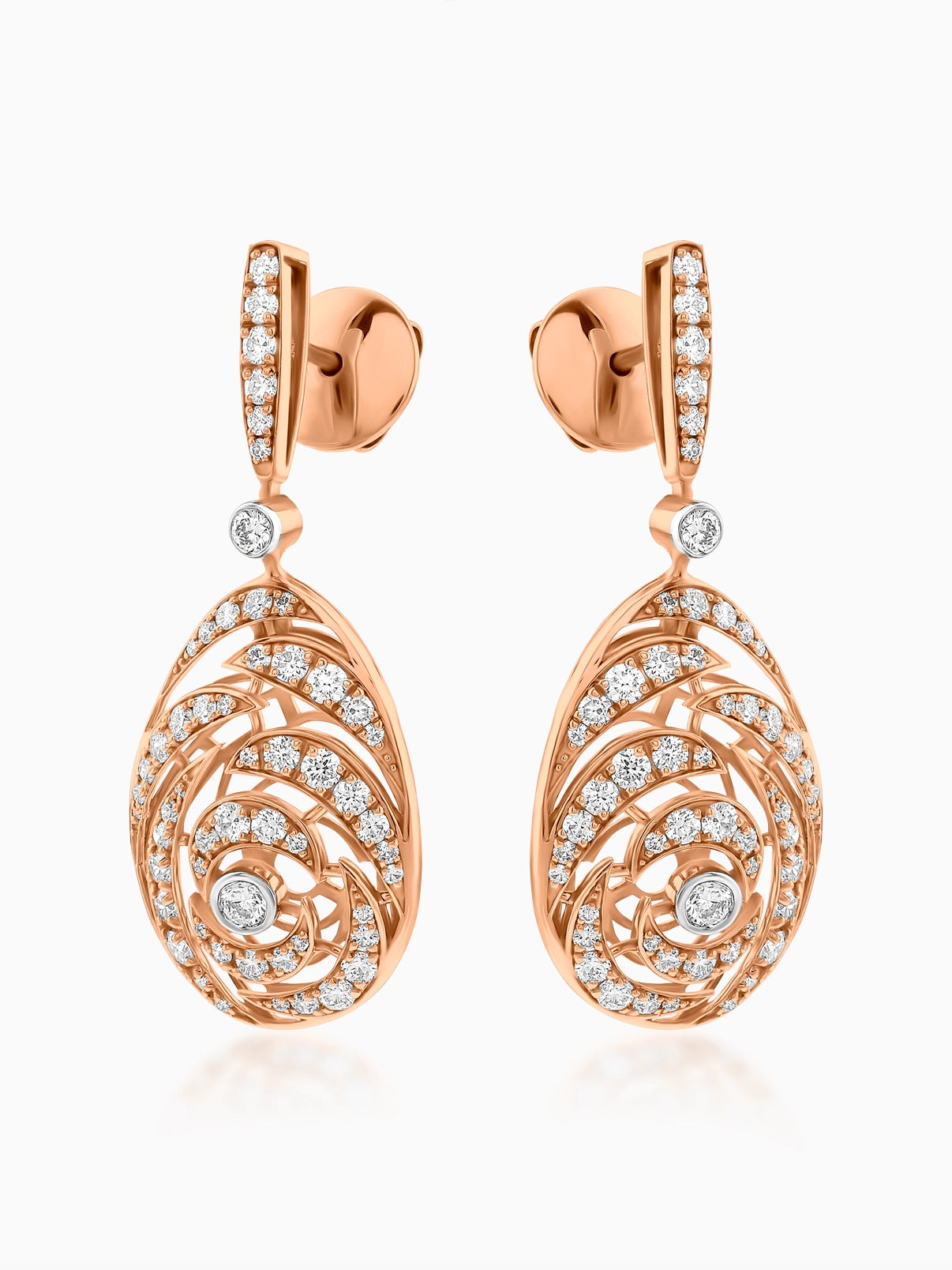 Swirl Drop Diamond Earrings - Evol Jewels