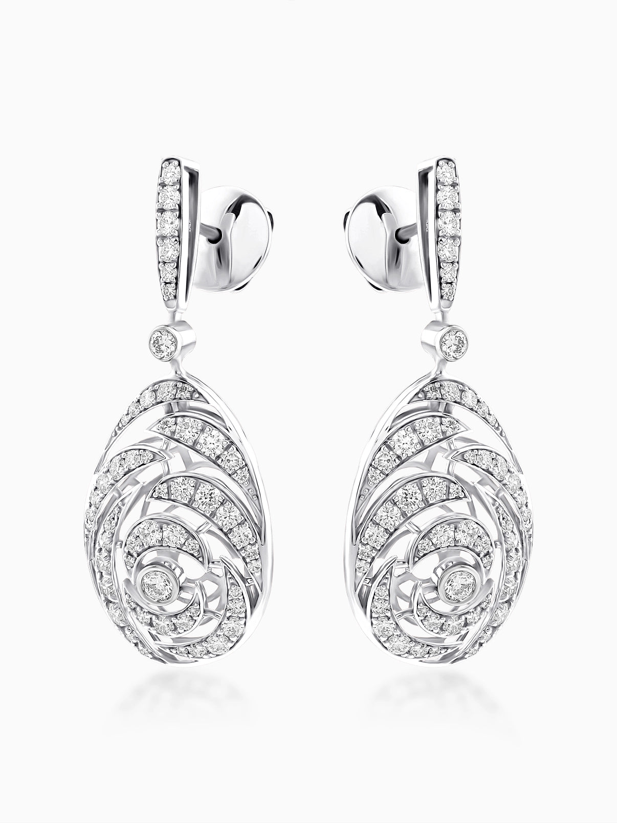 Swirl Drop Diamond Earrings - Evol Jewels