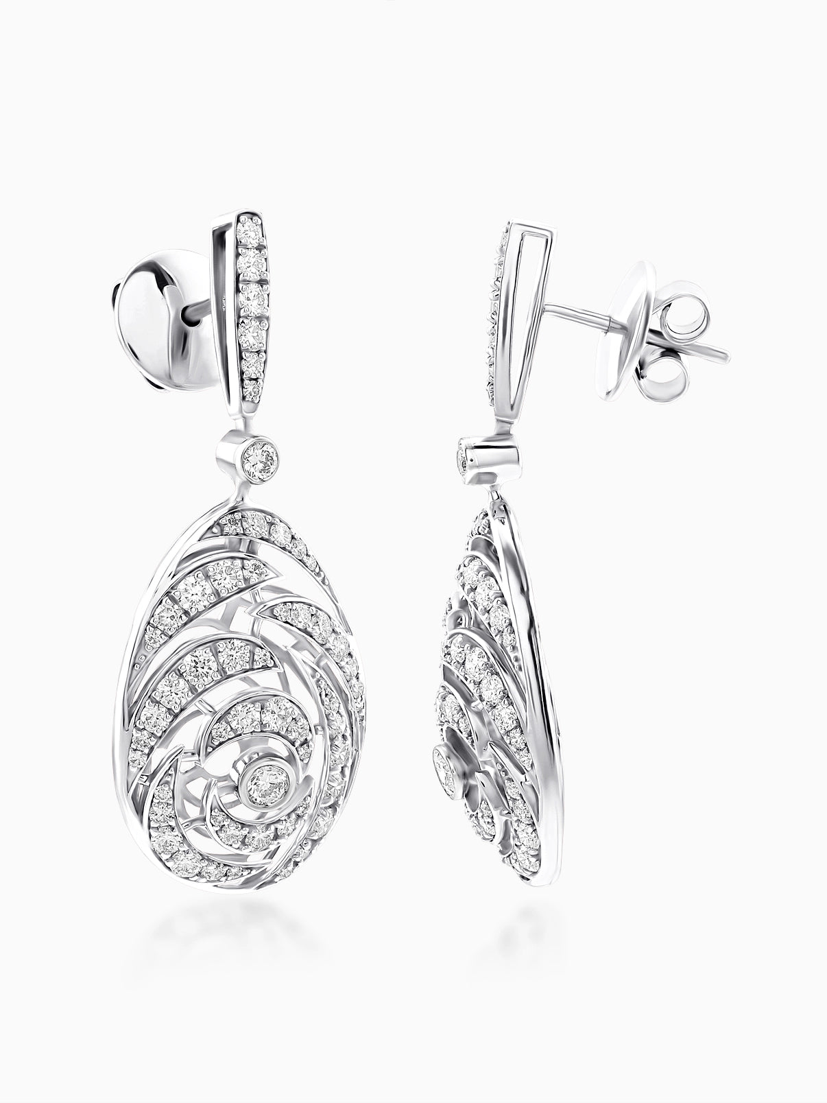 Swirl Drop Diamond Earrings - Evol Jewels