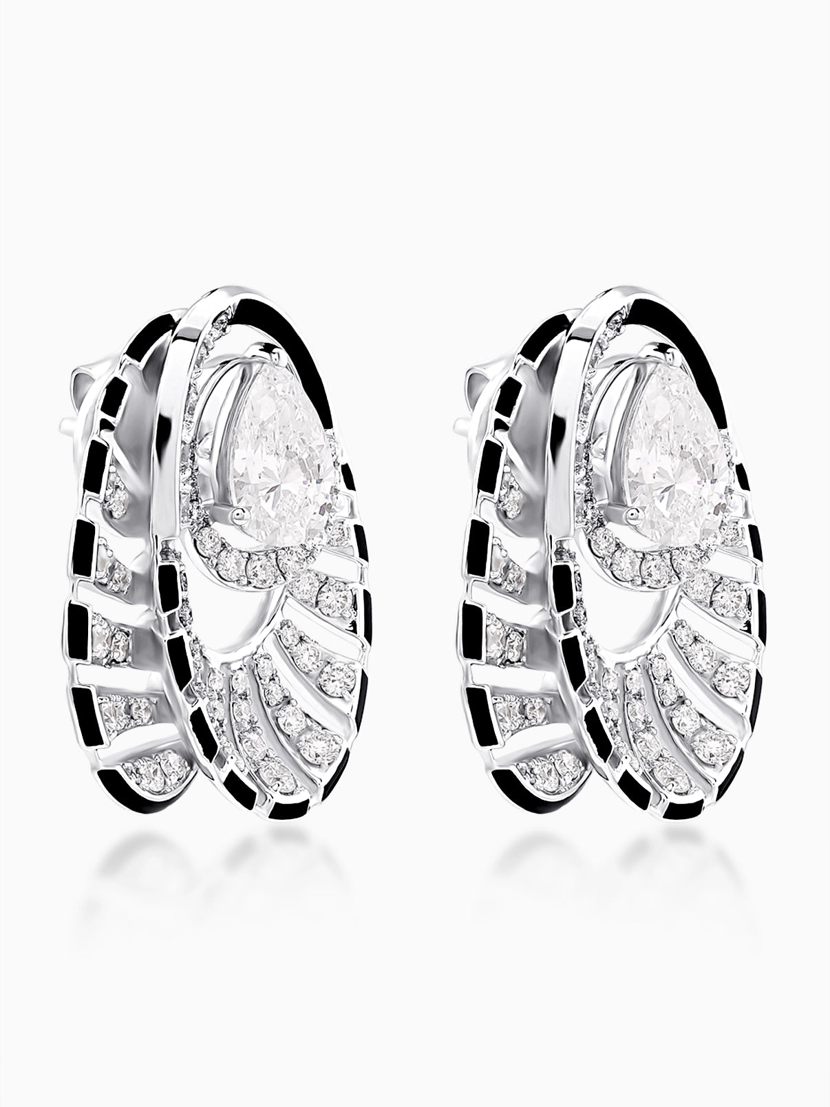 Eclipse Enamel Diamond Earrings - Evol Jewels