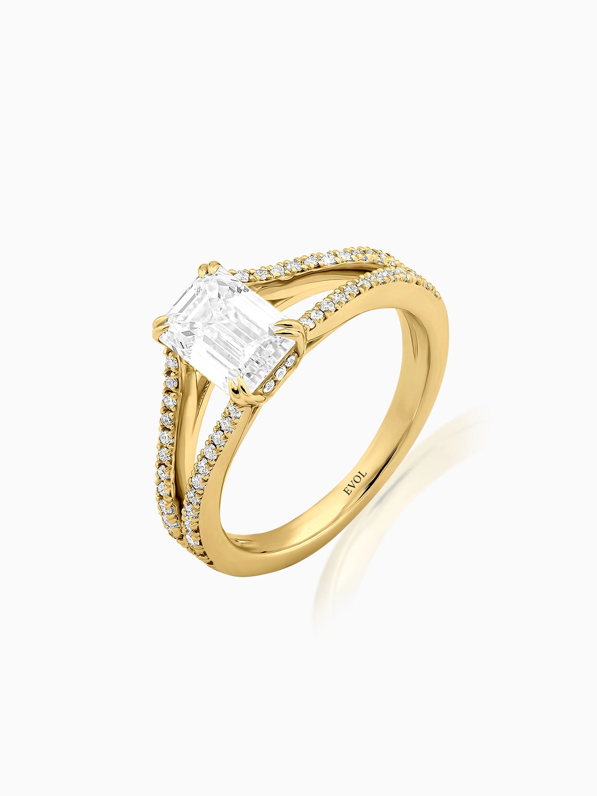 Lustrous Split Emerald Ring - Evol Jewels