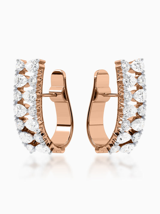 Icy Glaze Diamond J-Hoop Earrings - Evol Jewels