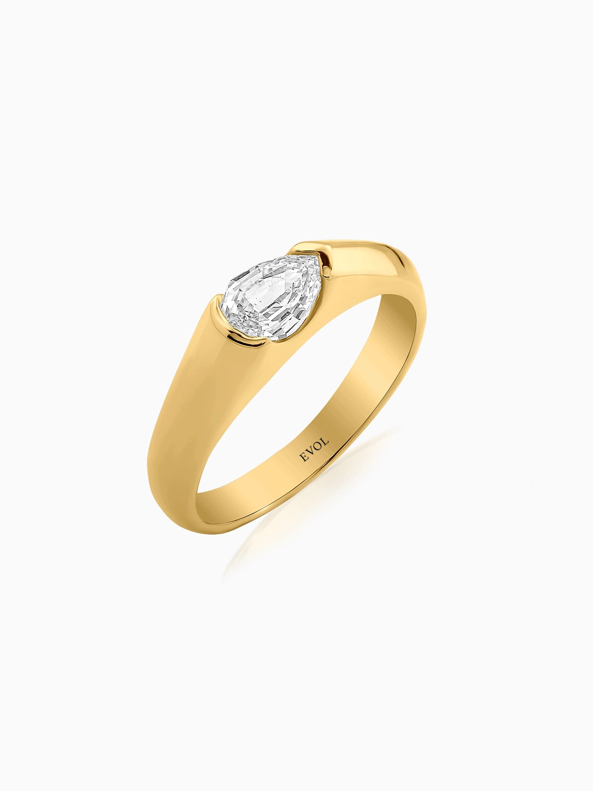 Sculpted Pear Signet Ring