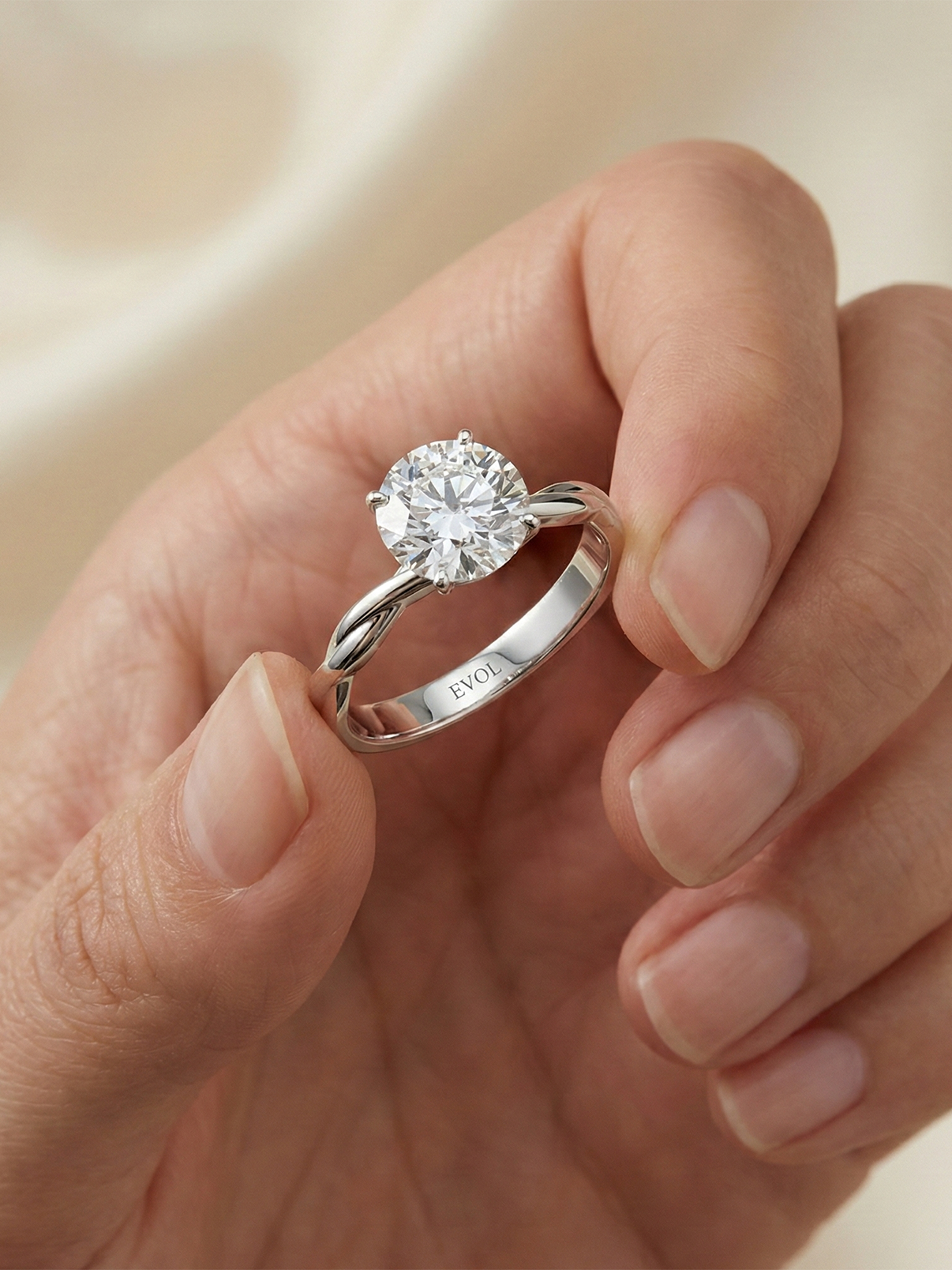 Modern twist diamond ring