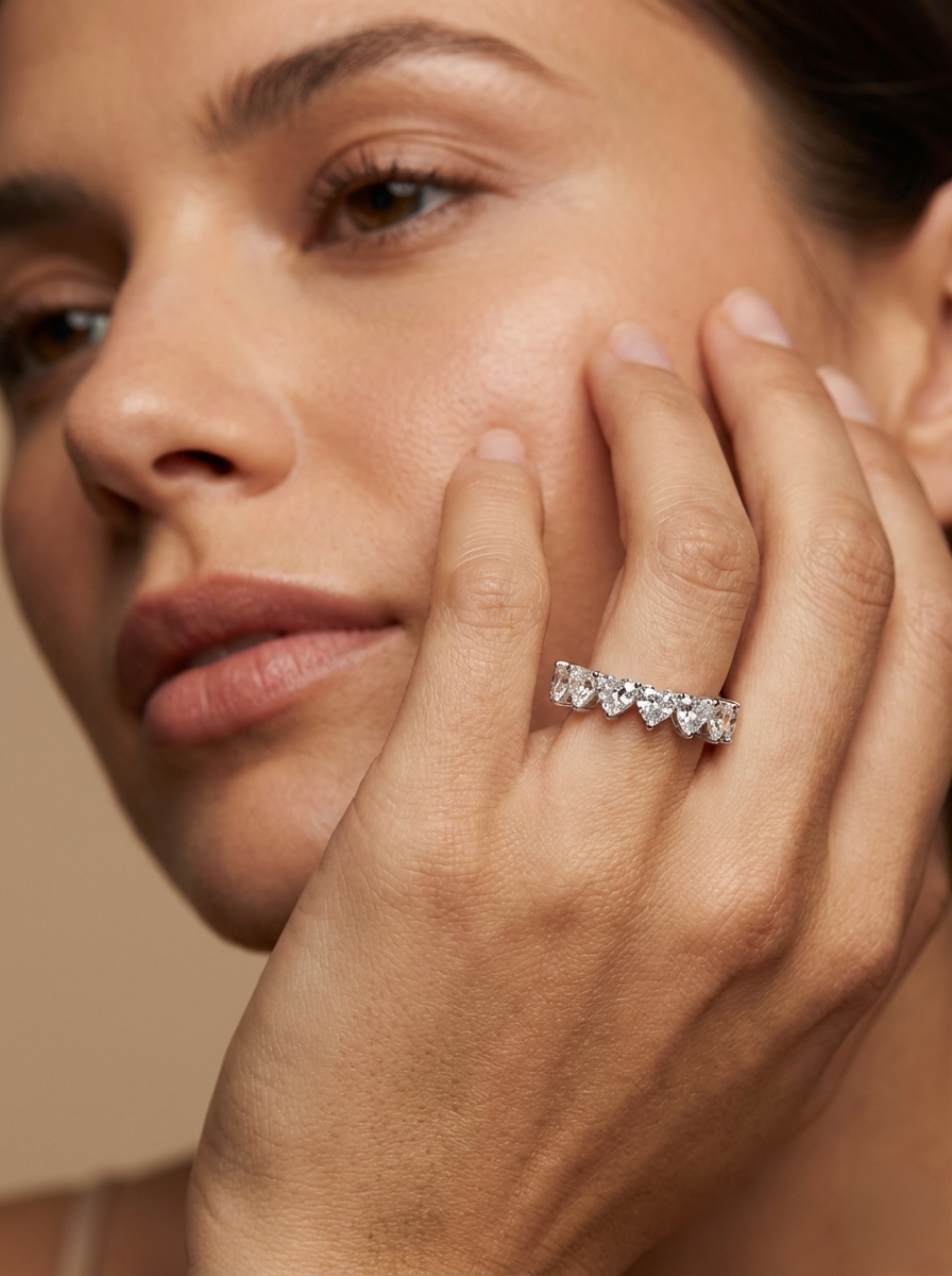 Cupid heart diamond eternity ring