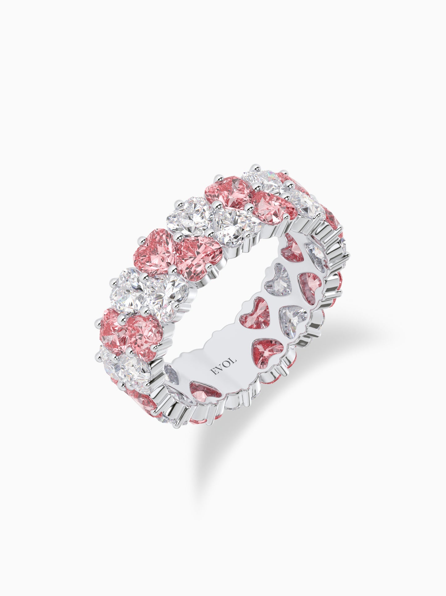 Twirling hearts diamond eternity ring