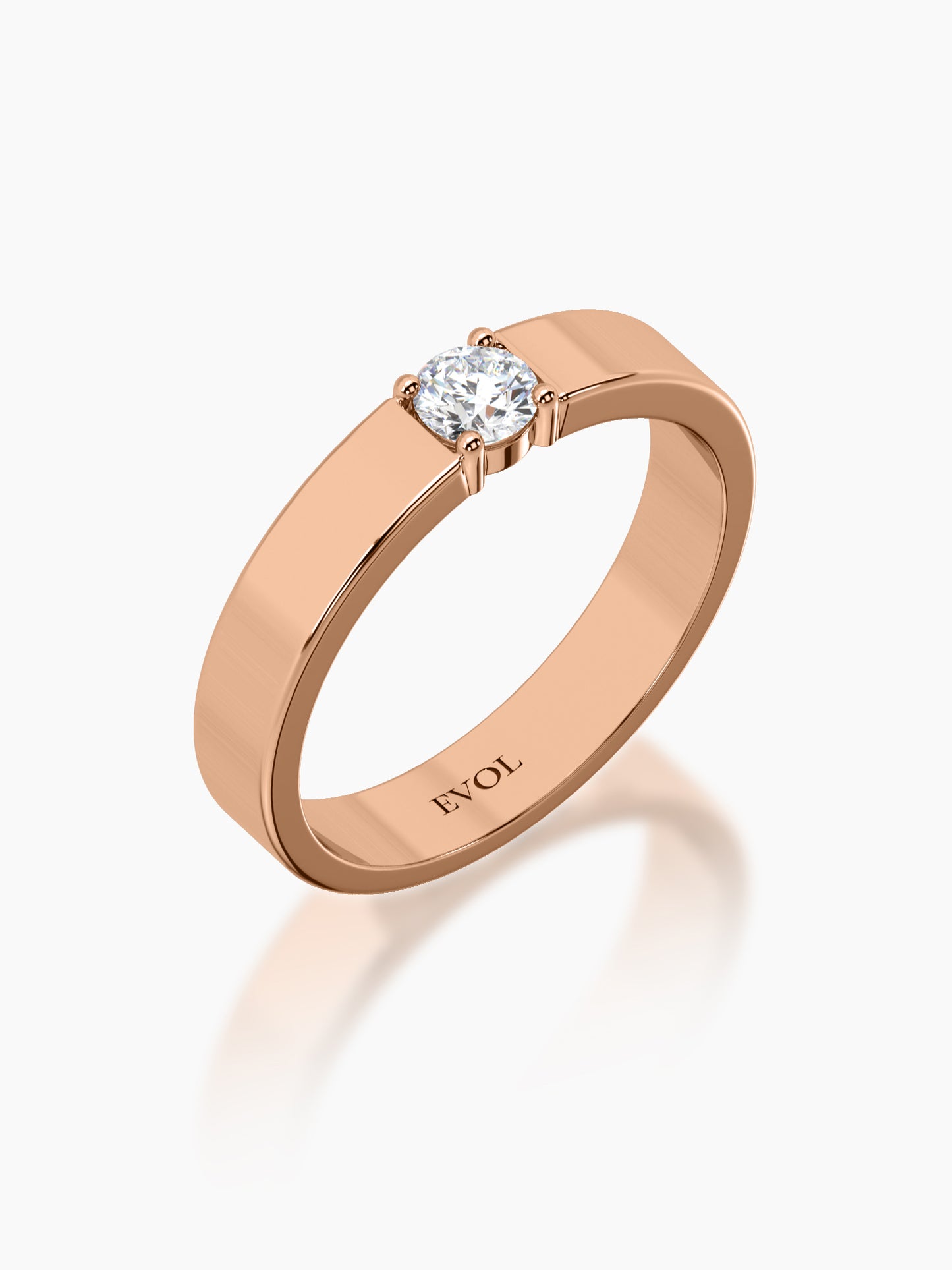 Flat Band Solitaire Ring