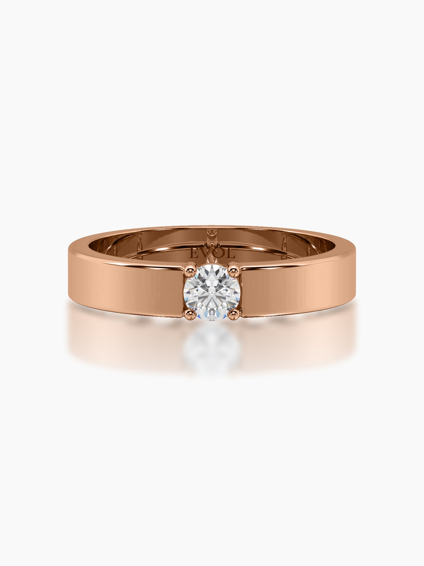 Flat Band Solitaire Ring