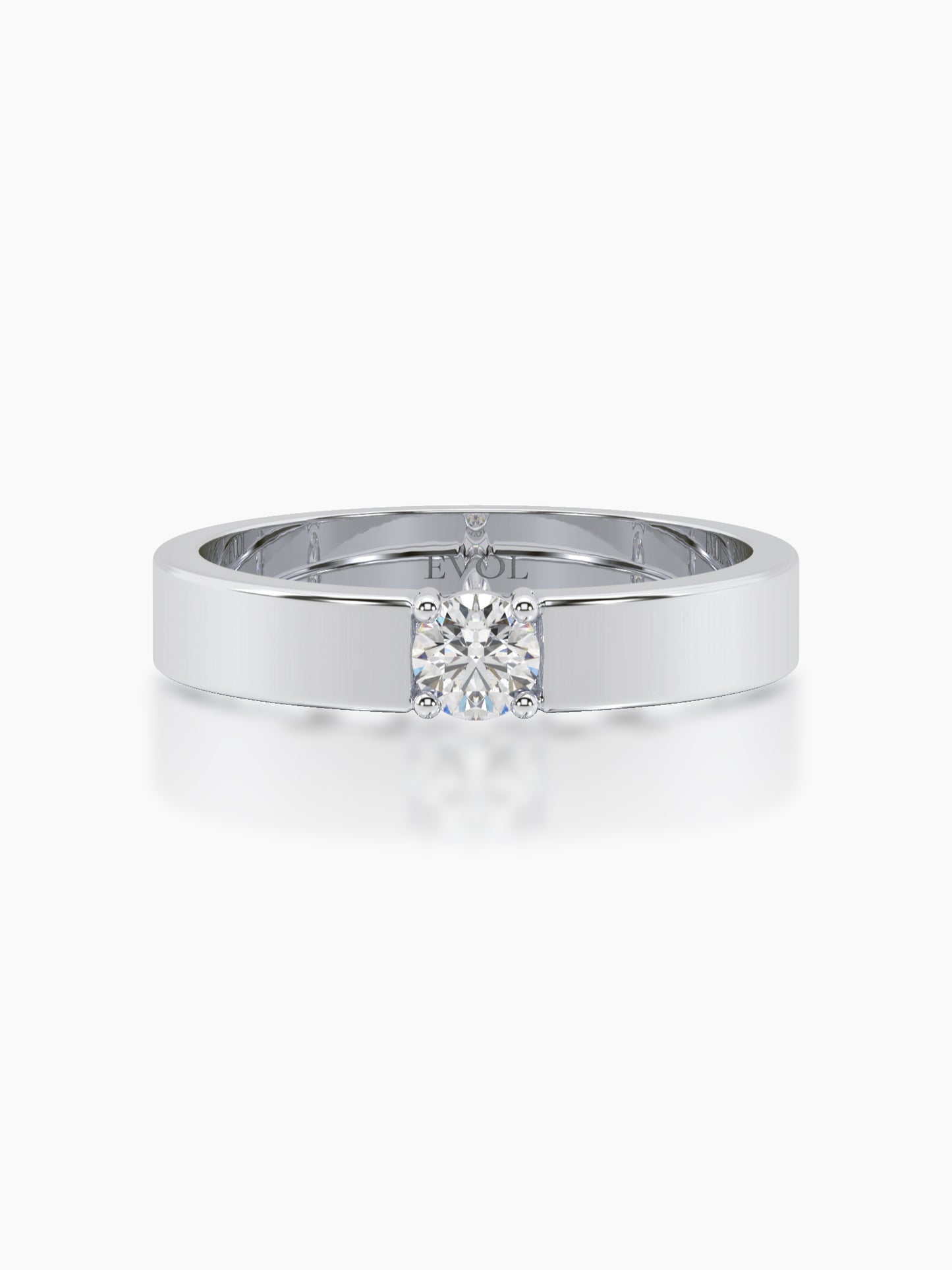 Flat Band Solitaire Ring