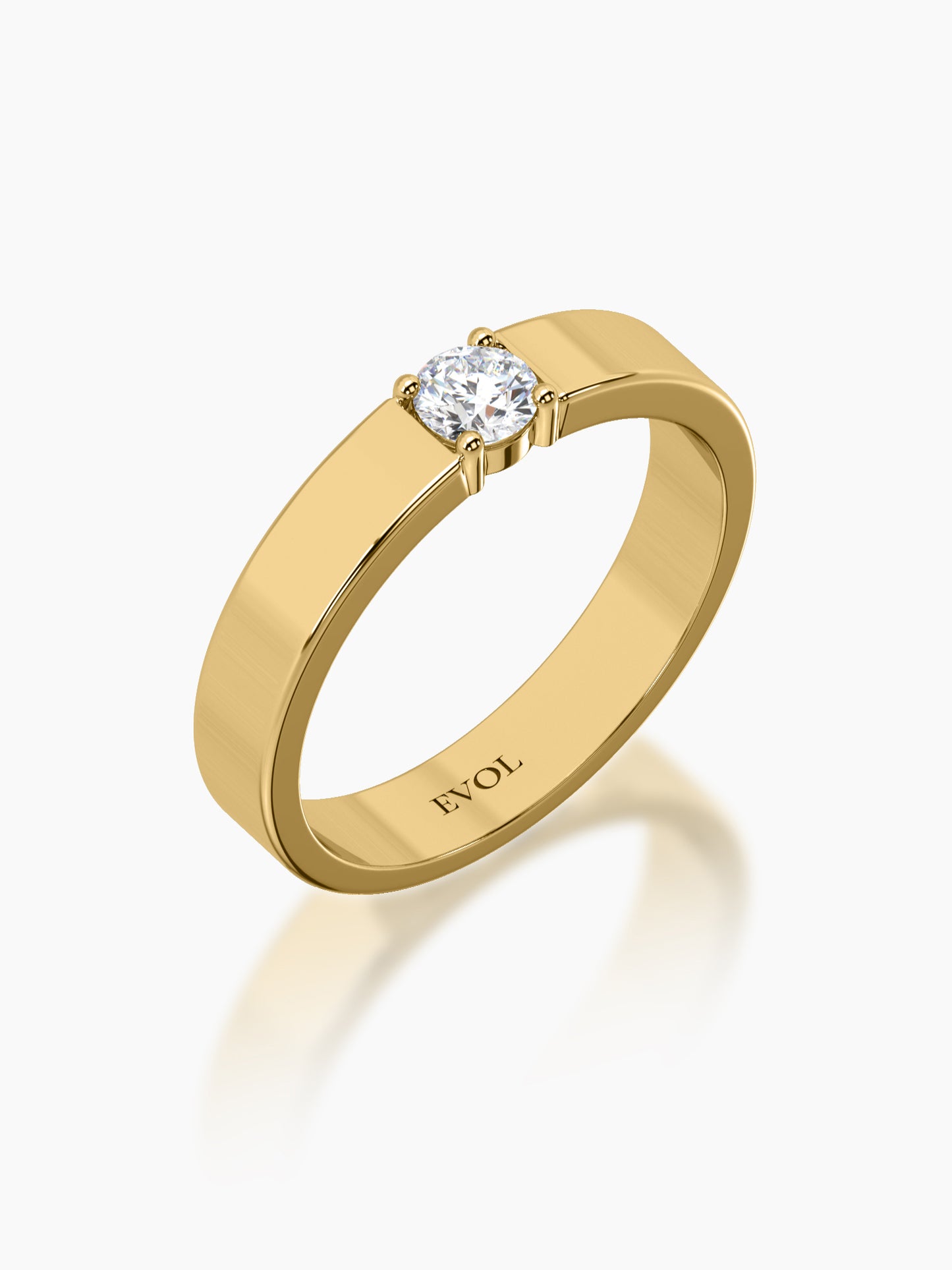 Flat Band Solitaire Ring