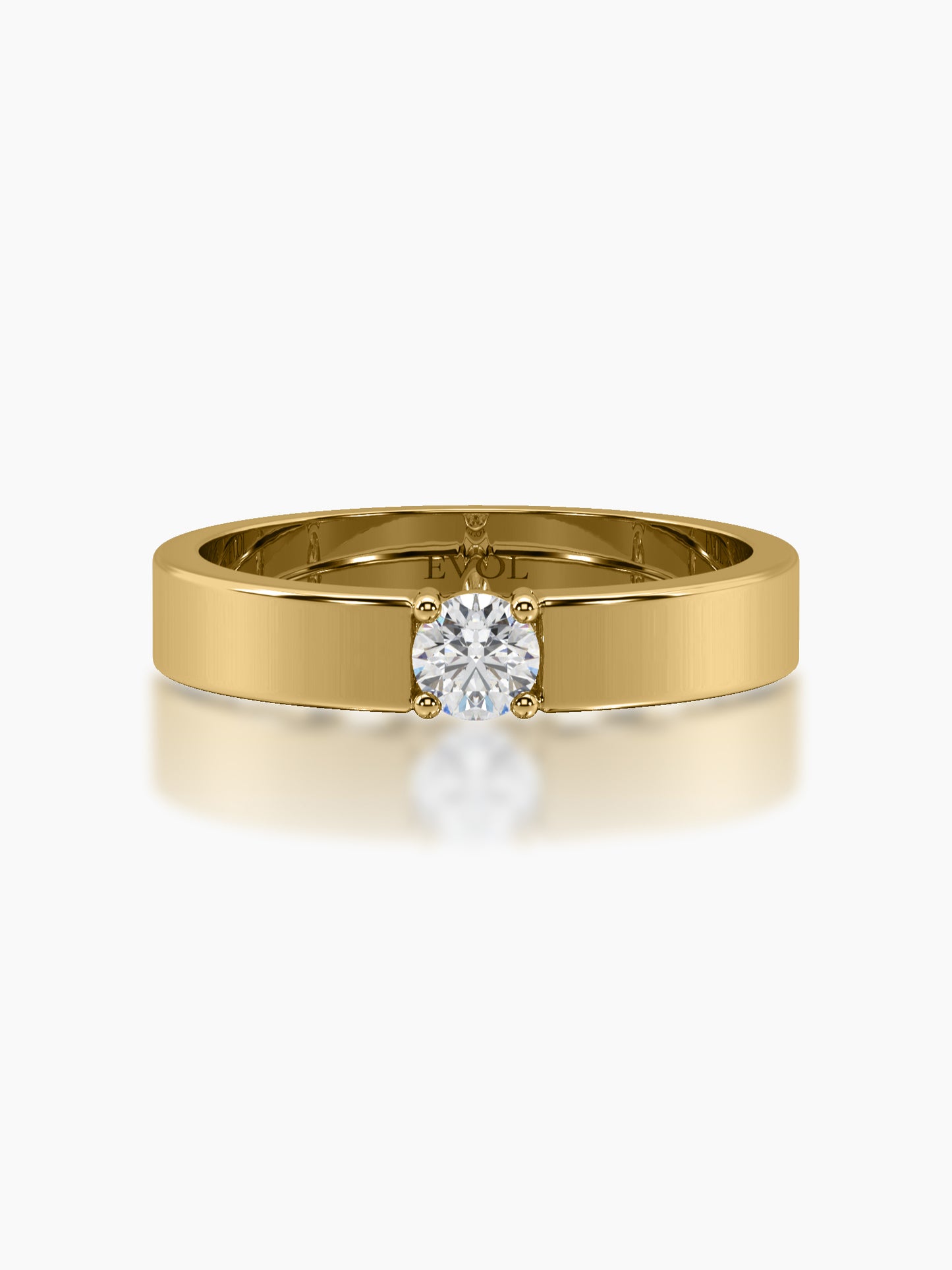 Flat Band Solitaire Ring