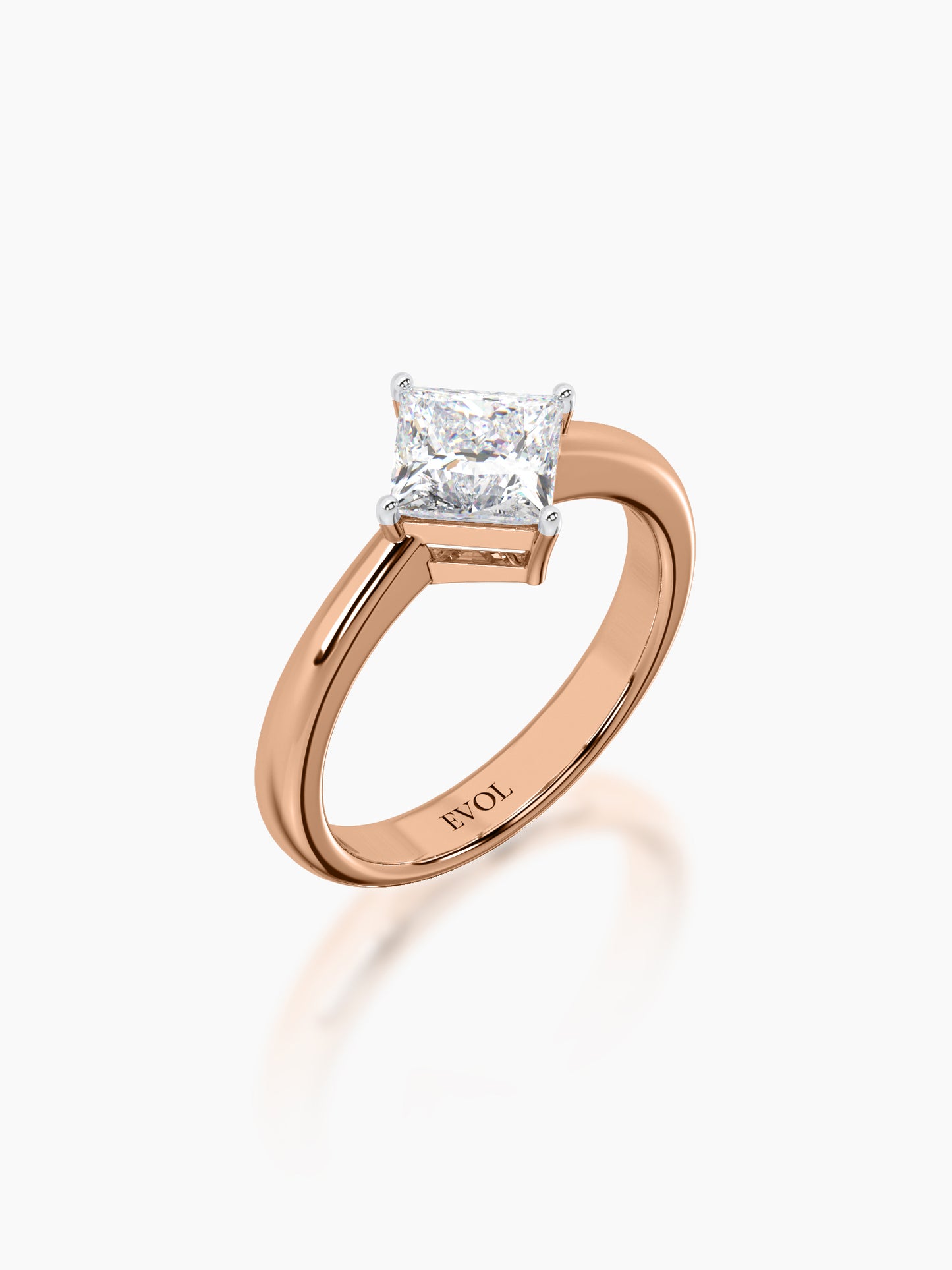 Sleek Princess Solitaire Ring