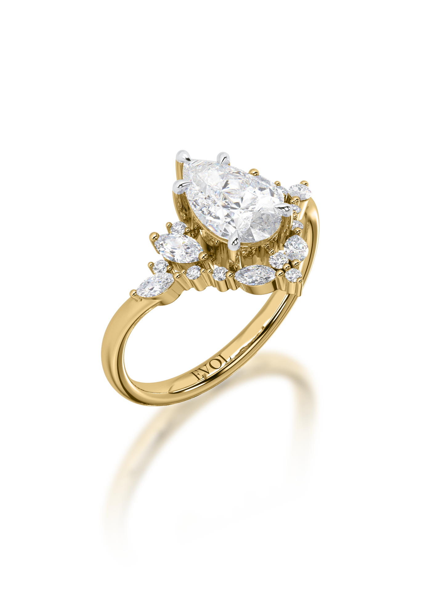 Aurora Pear Crest Ring