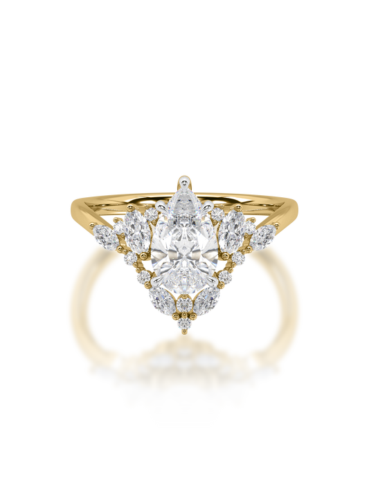Aurora Pear Crest Ring