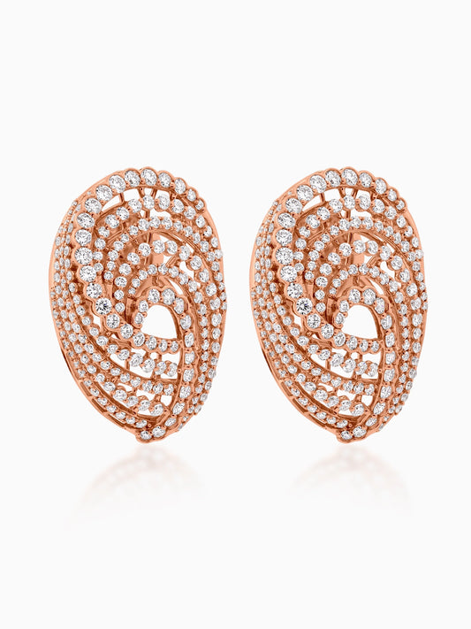 Halo Spiral Diamond Earrings