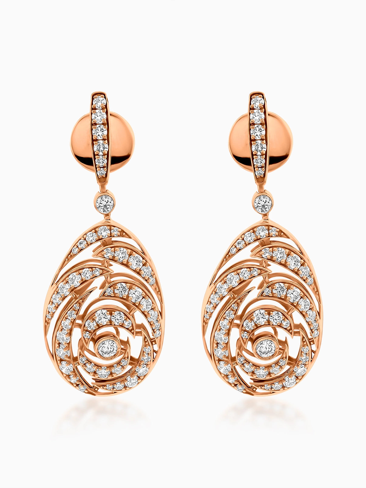 Swirl Drop Diamond Earrings