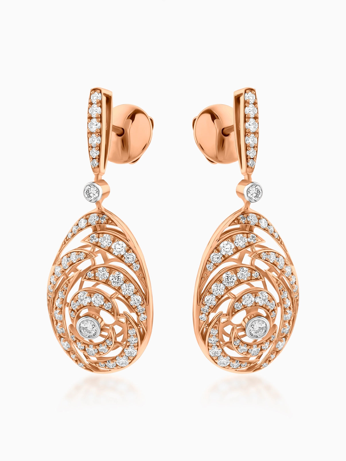 Swirl Drop Diamond Earrings