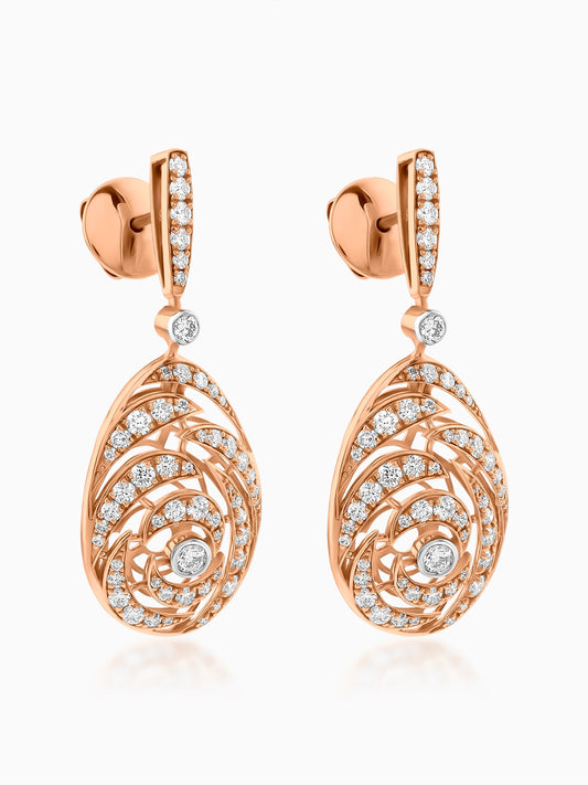 Swirl Drop Diamond Earrings