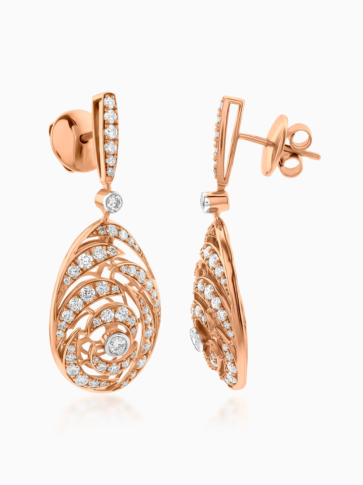 Swirl Drop Diamond Earrings