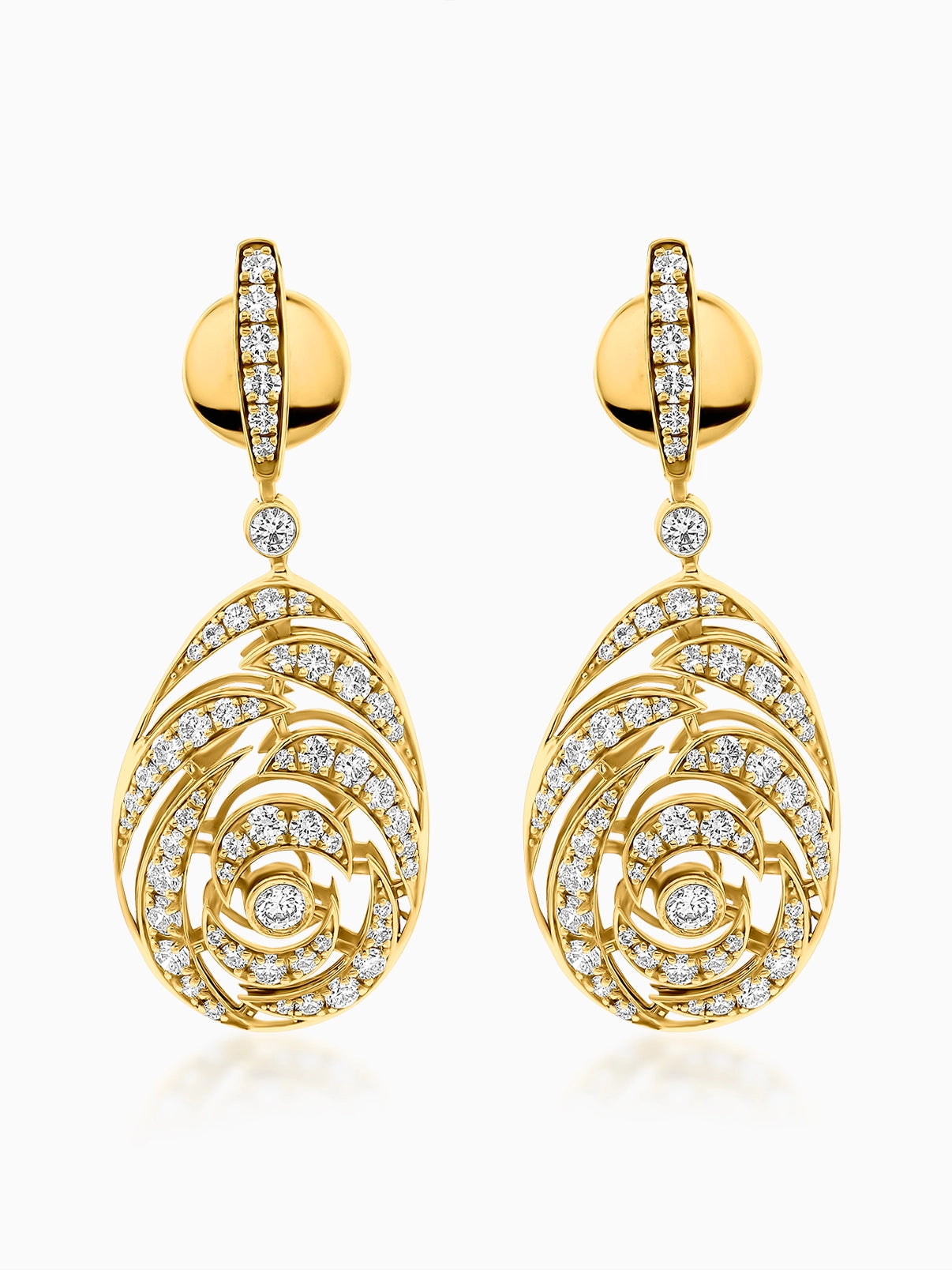 Swirl Drop Diamond Earrings