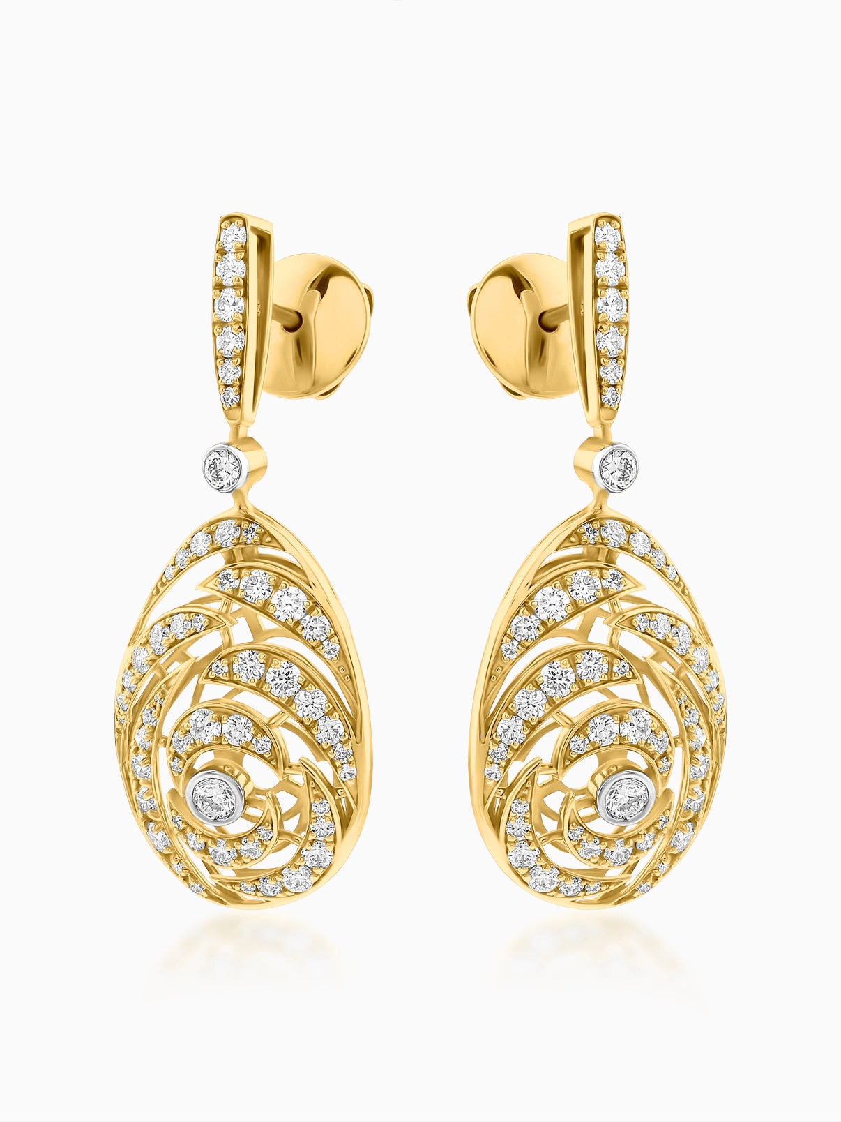 Swirl Drop Diamond Earrings