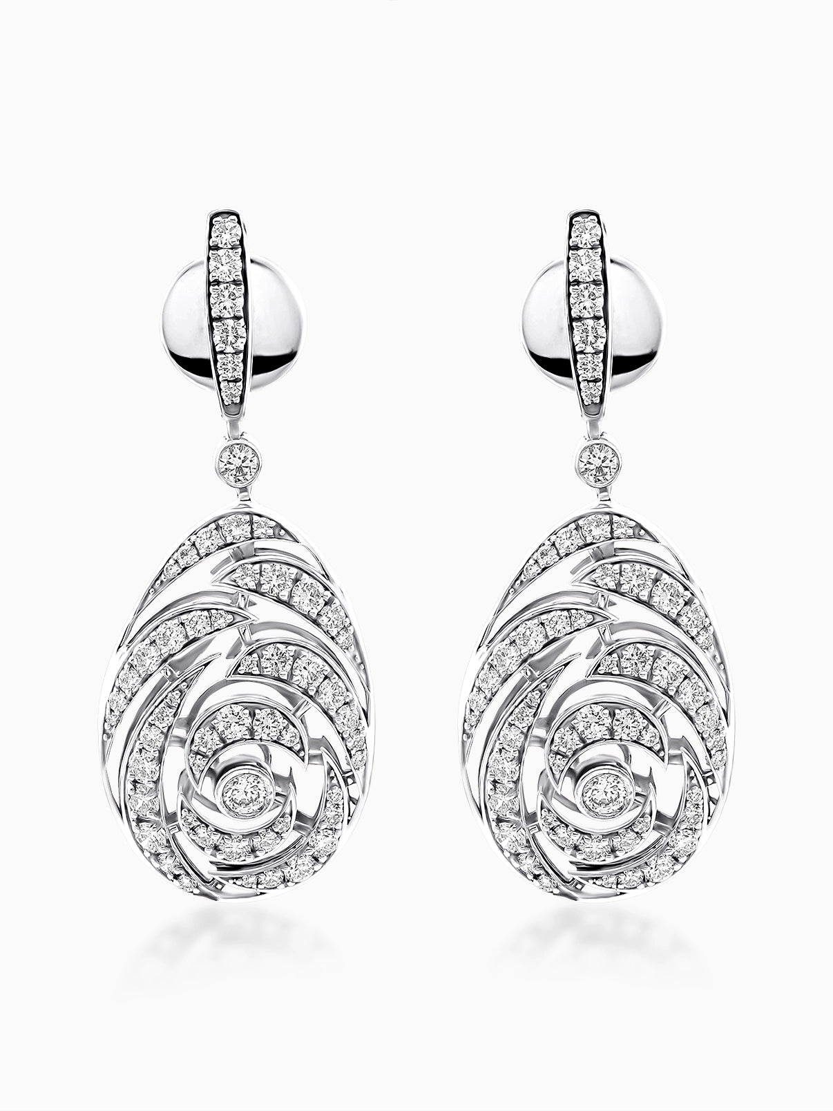 Swirl Drop Diamond Earrings