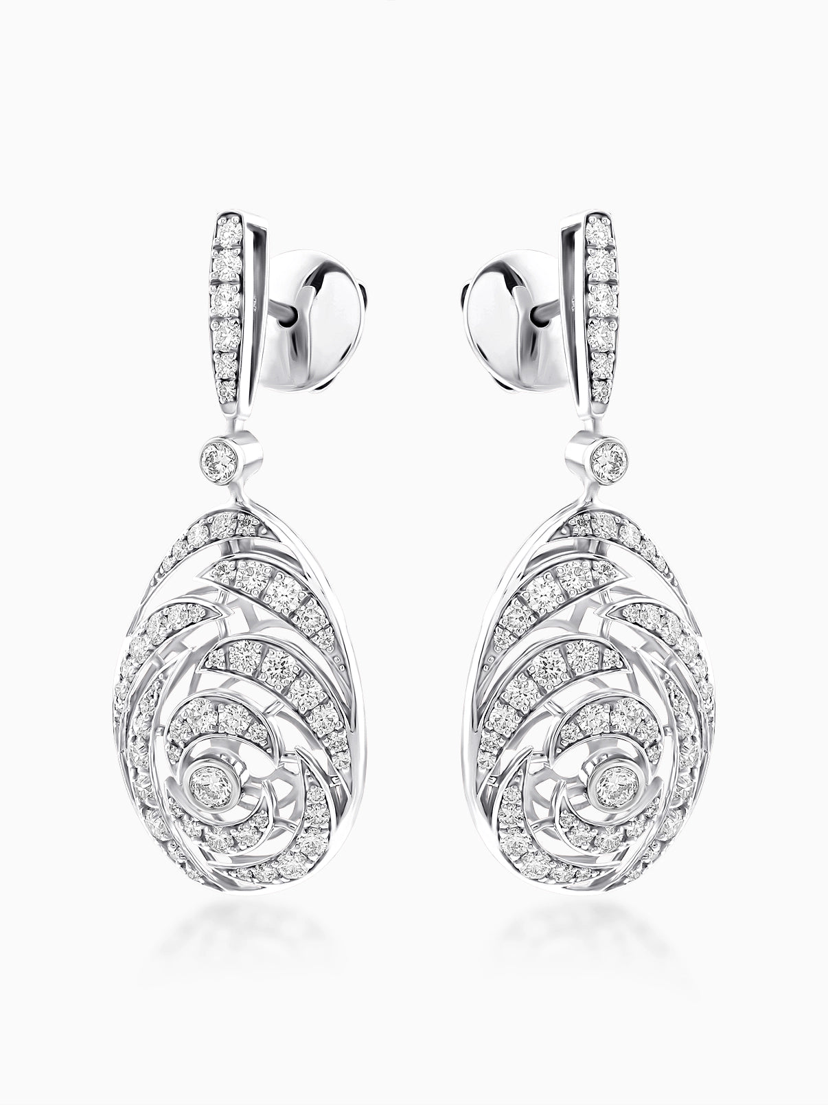 Swirl Drop Diamond Earrings