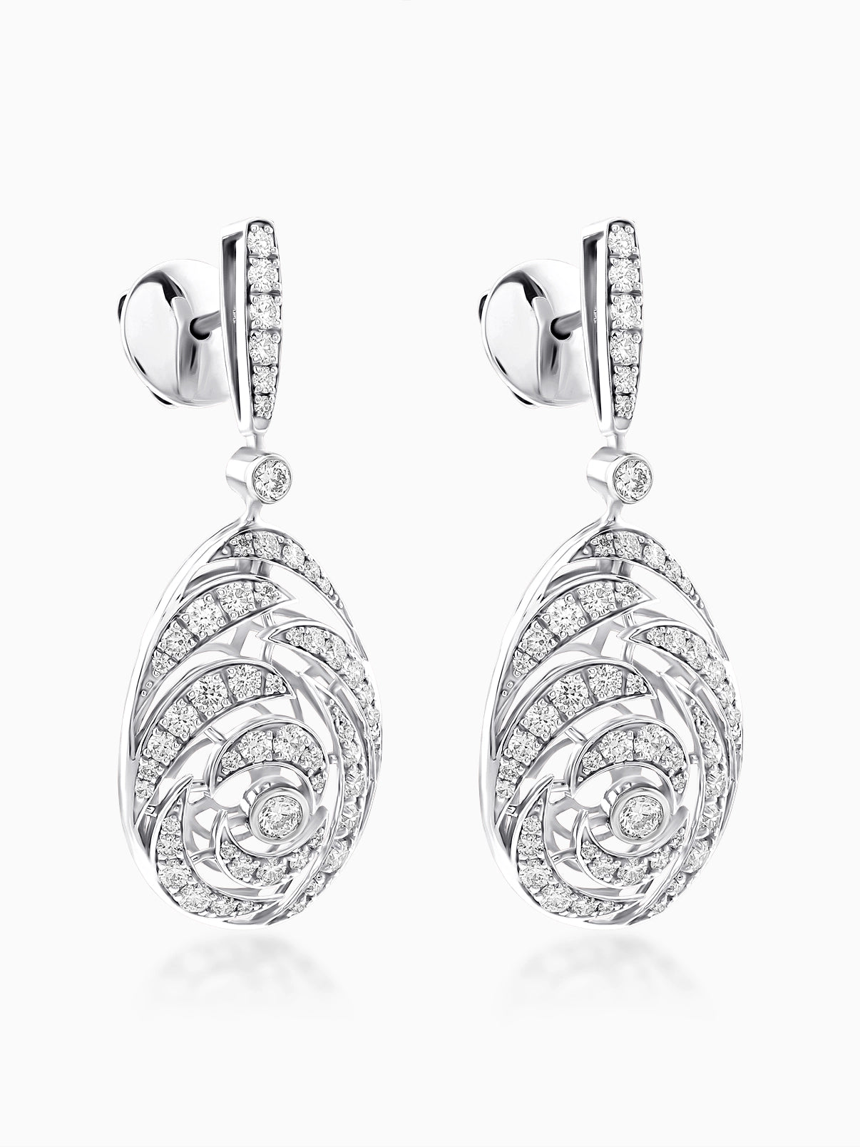 Swirl Drop Diamond Earrings