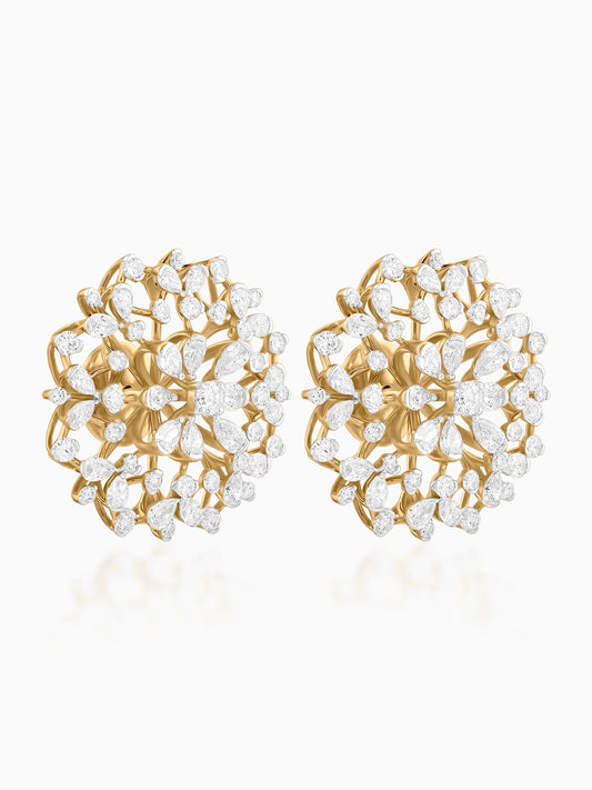 Radiant Bloom Diamond Stud Earrings