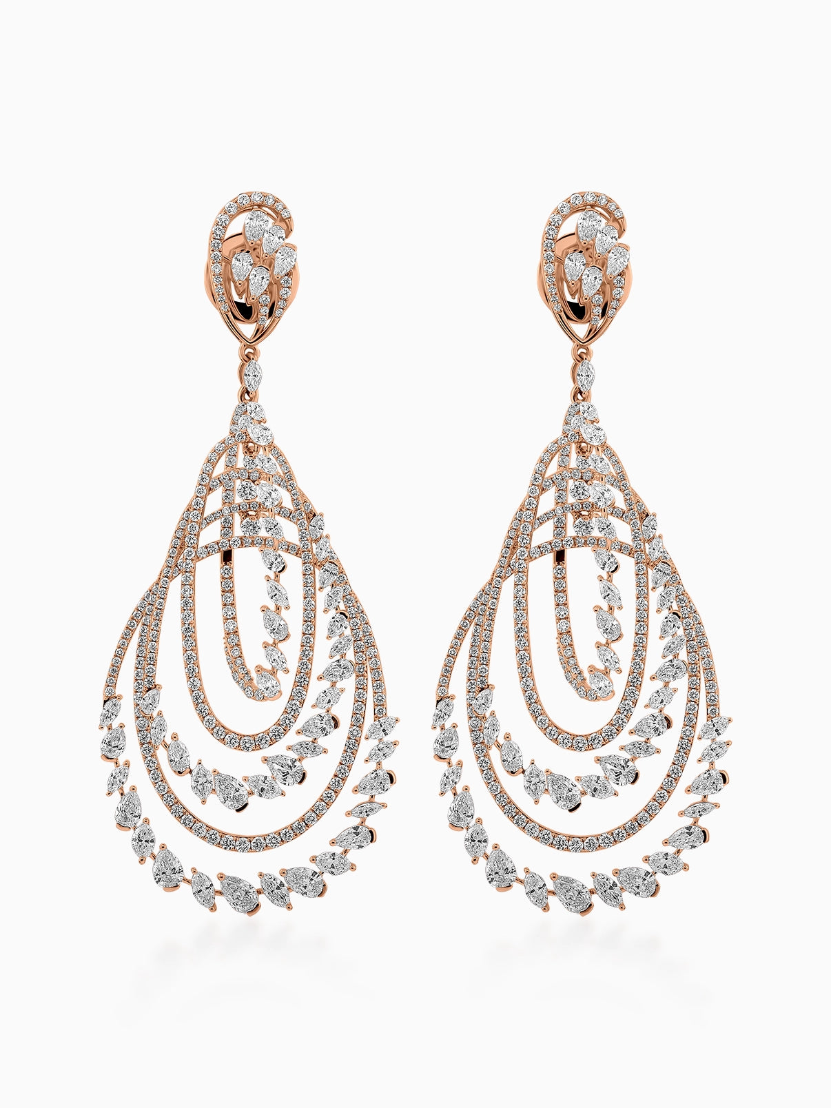 Structured Cascade Diamond Earrings