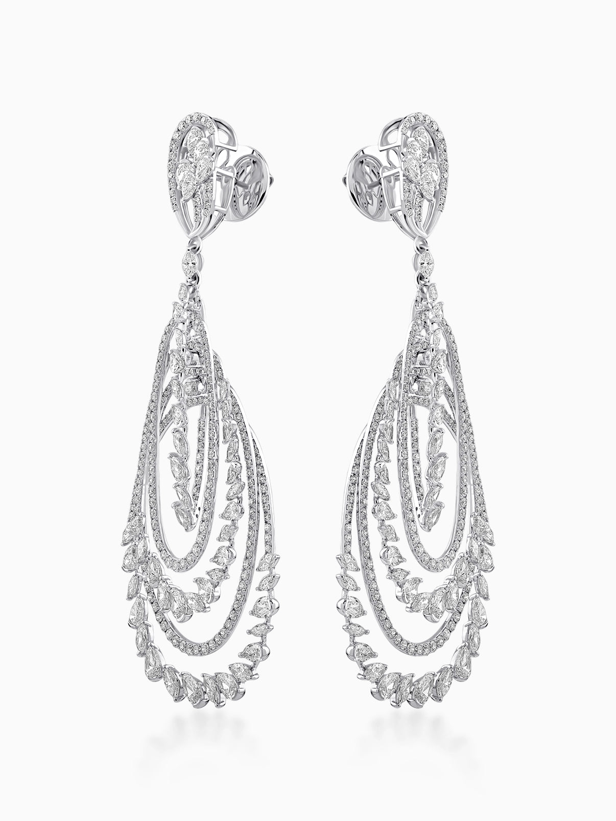 Structured Cascade Diamond Earrings