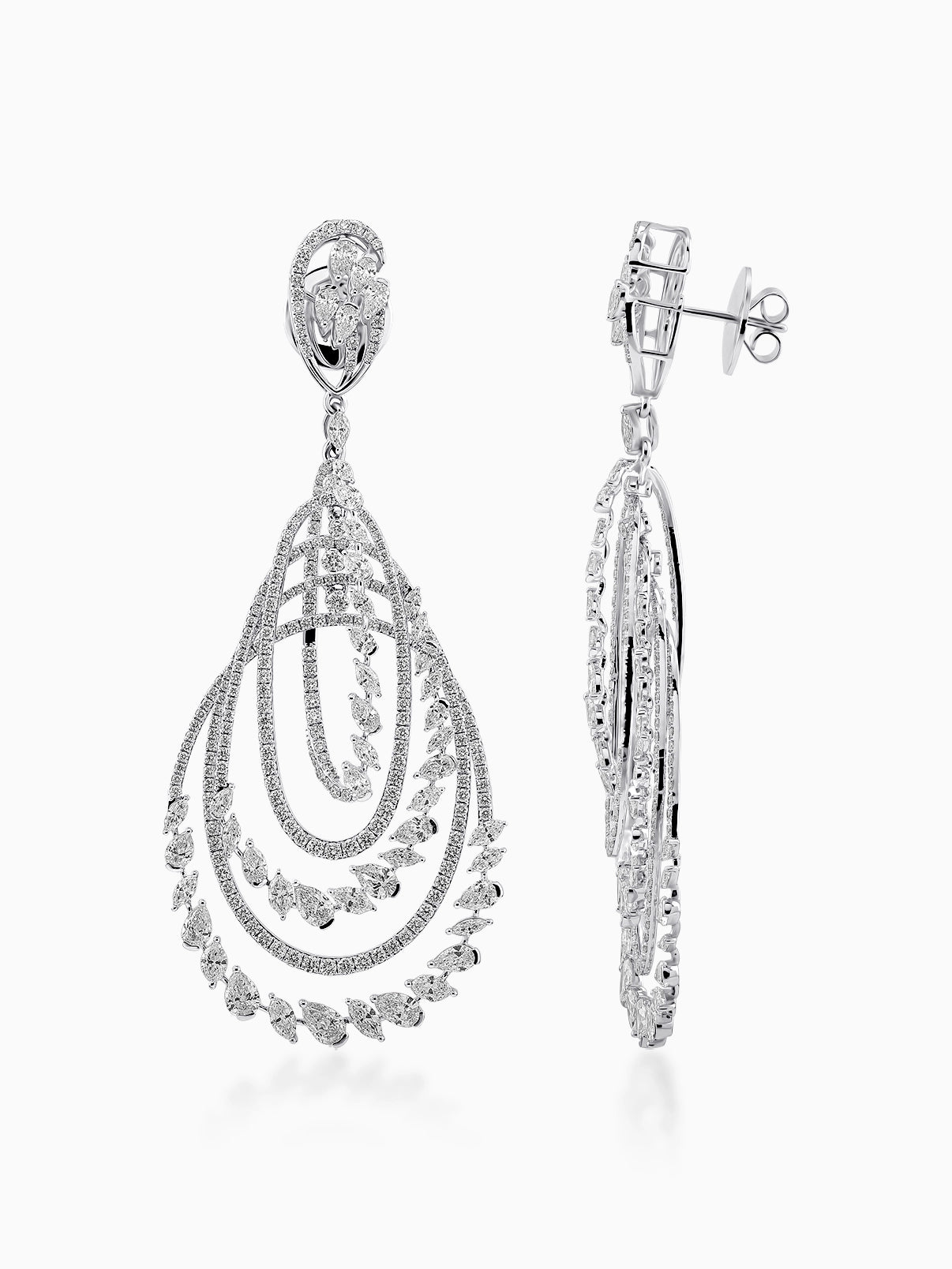Structured Cascade Diamond Earrings