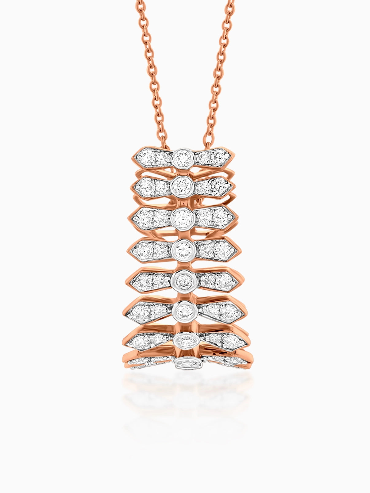 Modern Layered Diamond Pendant Necklace