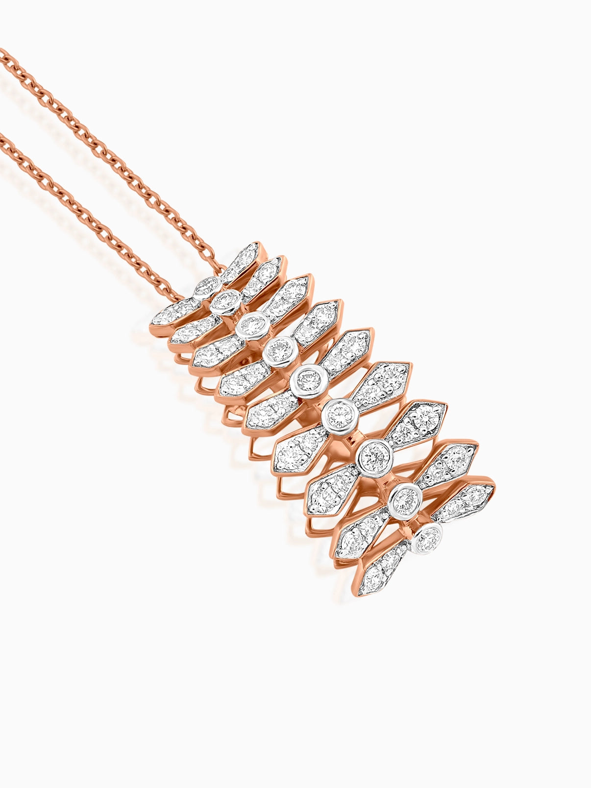 Modern Layered Diamond Pendant Necklace