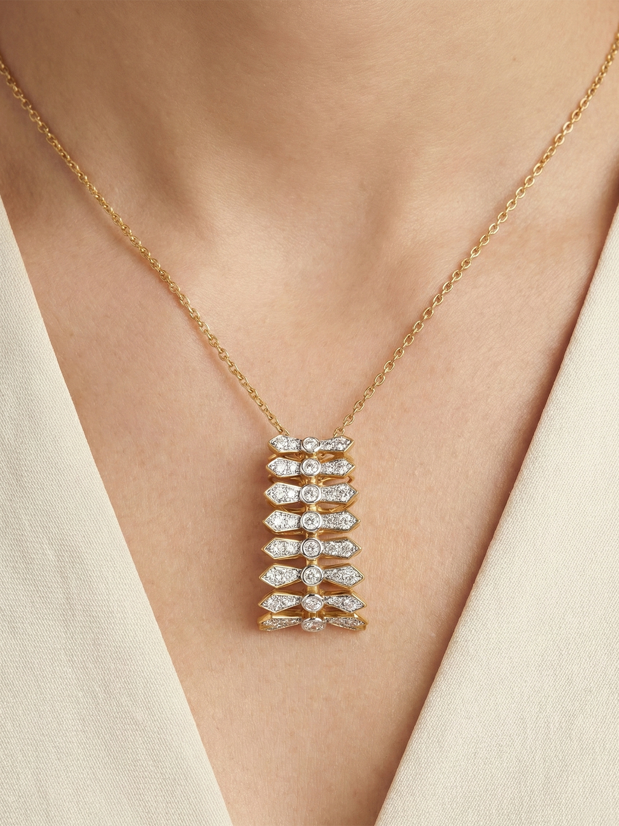 Modern Layered Diamond Pendant