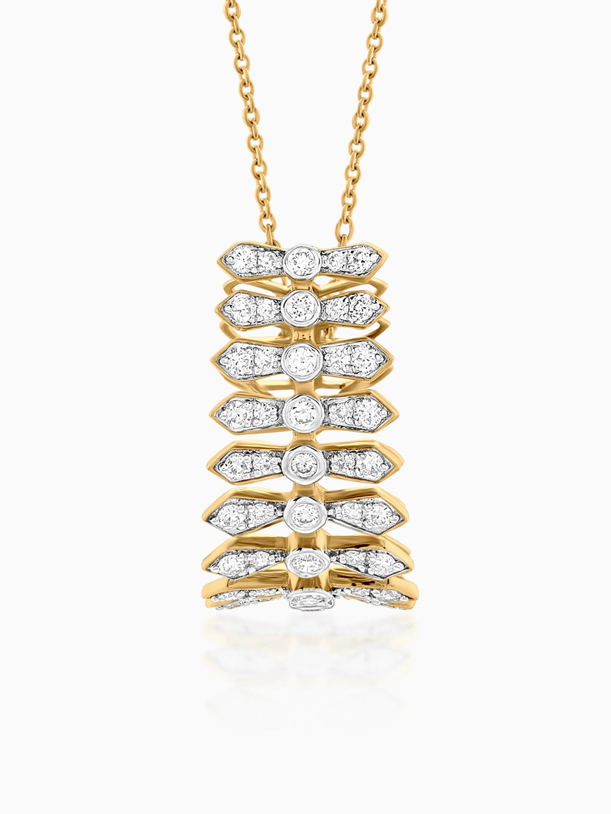 Modern Layered Diamond Pendant Necklace