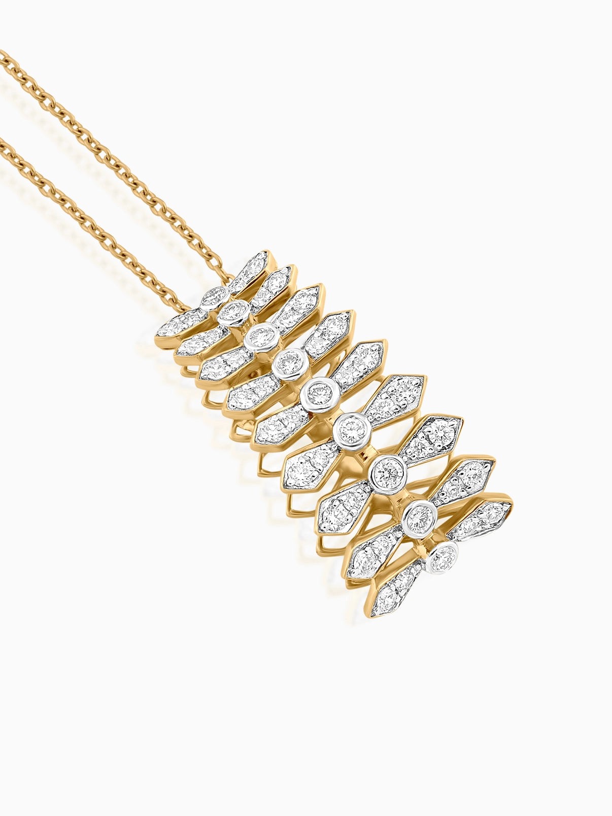 Modern Layered Diamond Pendant Necklace