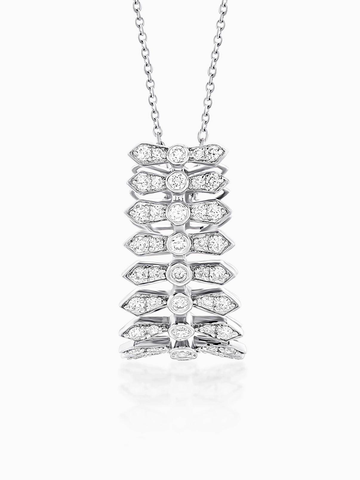 Modern Layered Diamond Pendant Necklace