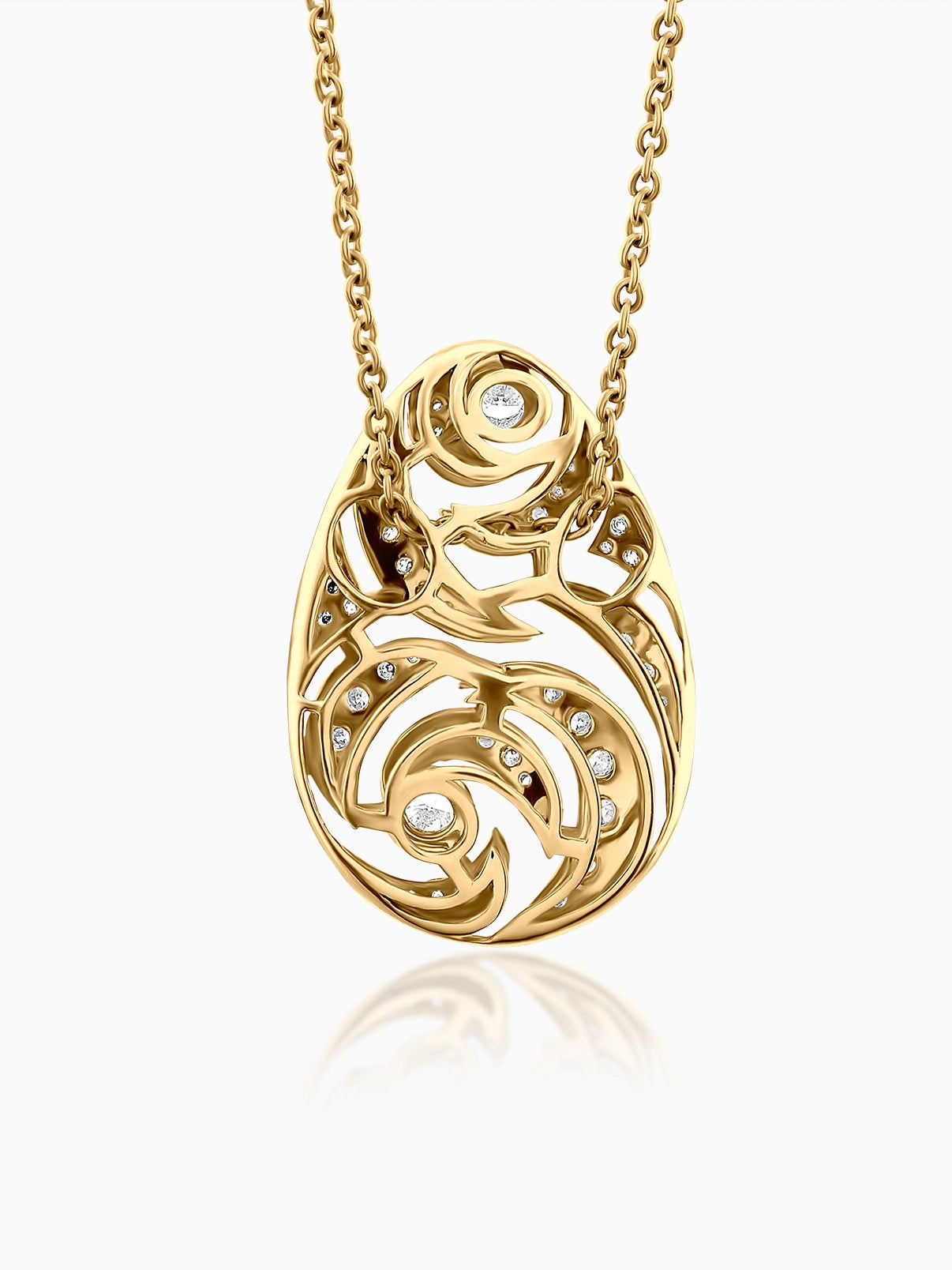 Swirl Drop Diamond Pendant