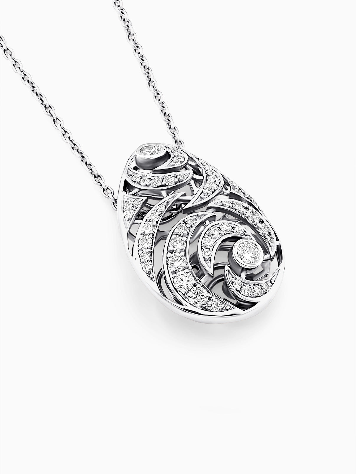 Swirl Drop Diamond Pendant