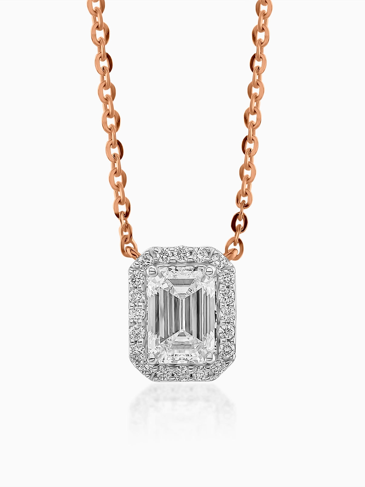 Step-Cut Halo Pendant