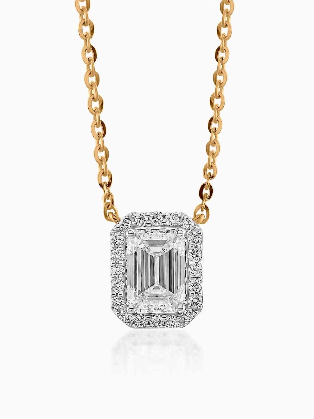 Step-Cut Halo Pendant